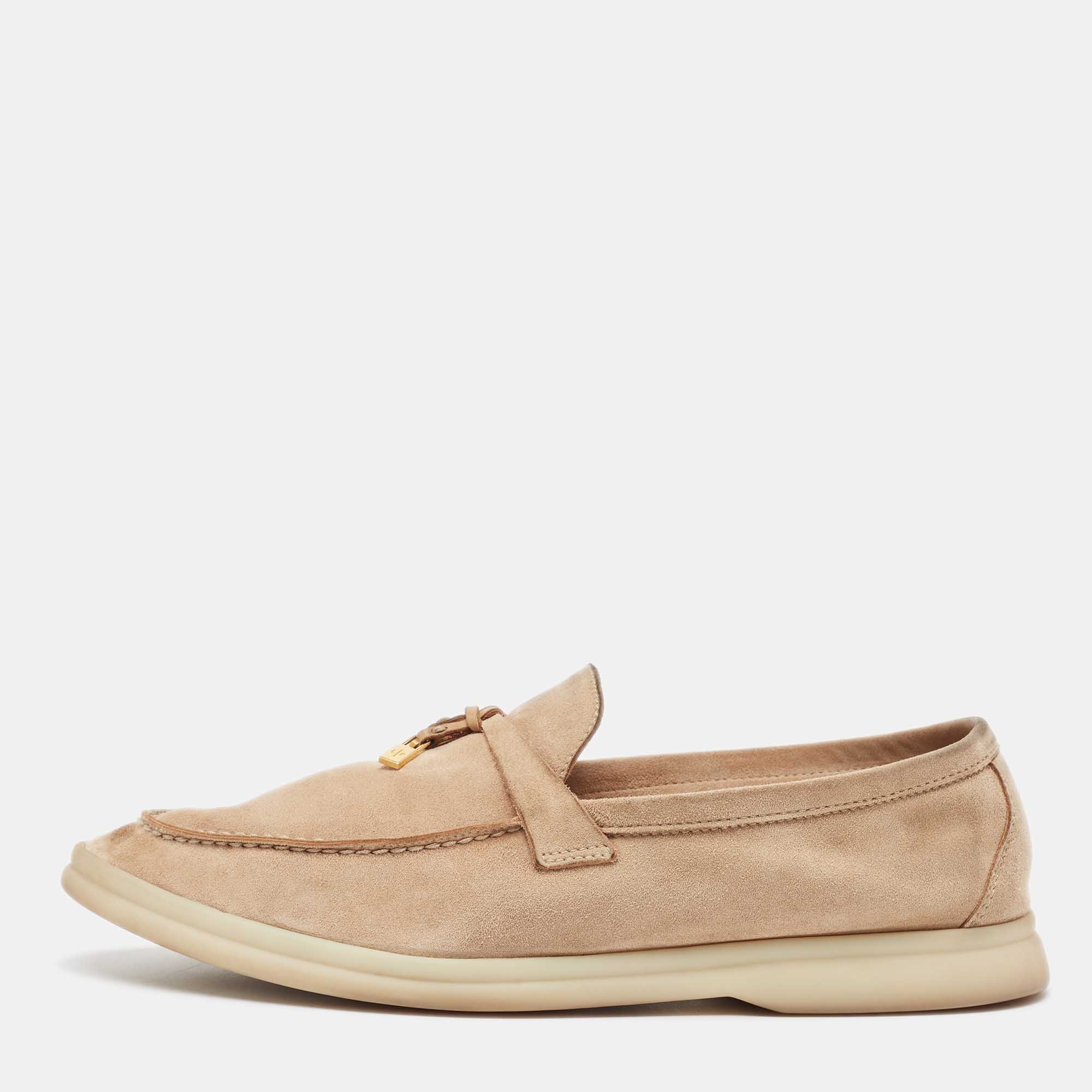 Pre Owned Loro Piana Brown Suede Summer Charms Walk Loafers Size 40.5