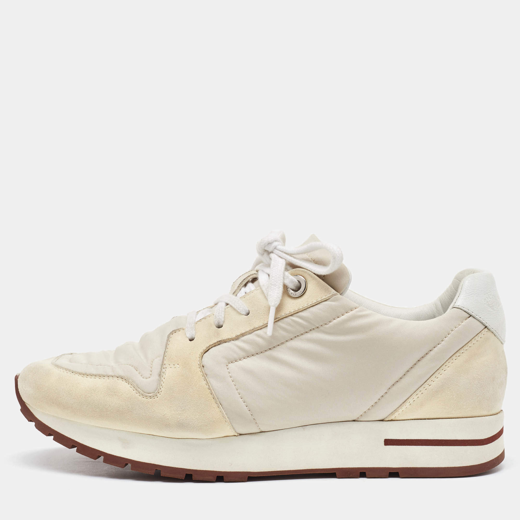 Loro Piana White/Cream Suede and Neoprene My Wind Sneakers Size 37