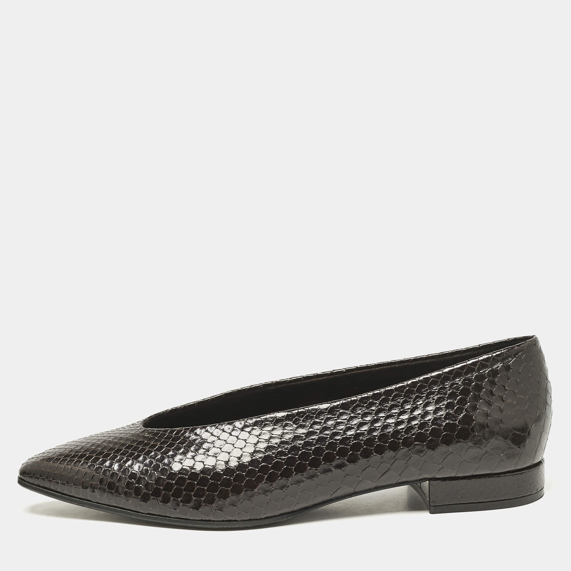 Loro Piana Brown Python Rebecca Ballet Flats Size 37.5