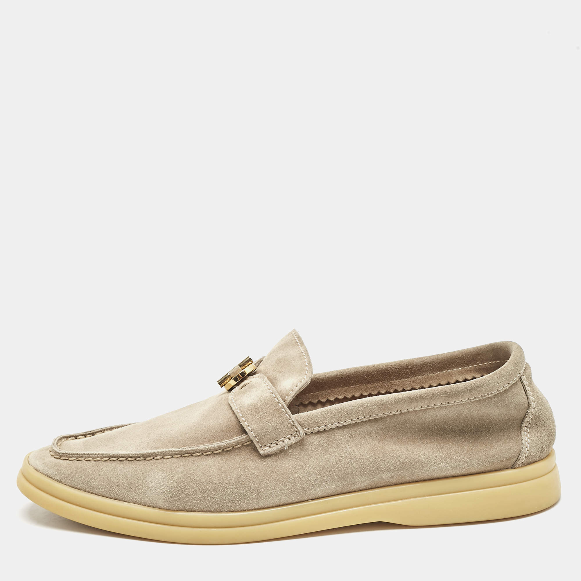 Pre Owned Loro Piana Beige Suede Summer Charms Walk Loafers Size 37