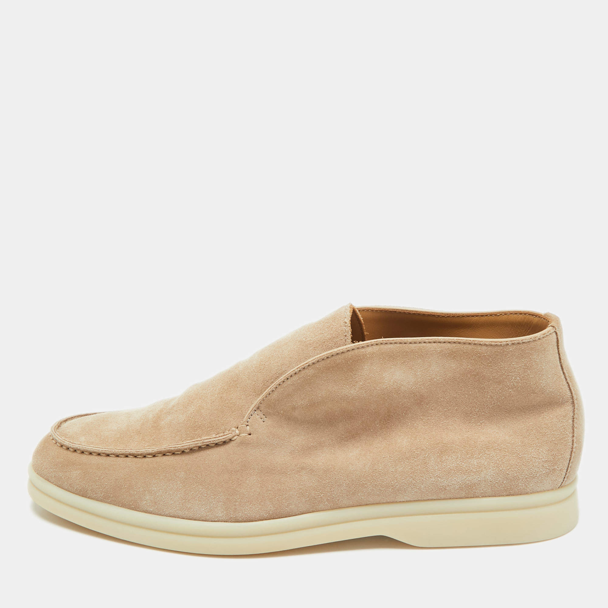 Pre Owned Loro Piana Beige Suede Open Walk Ankle Length Boots Size 38