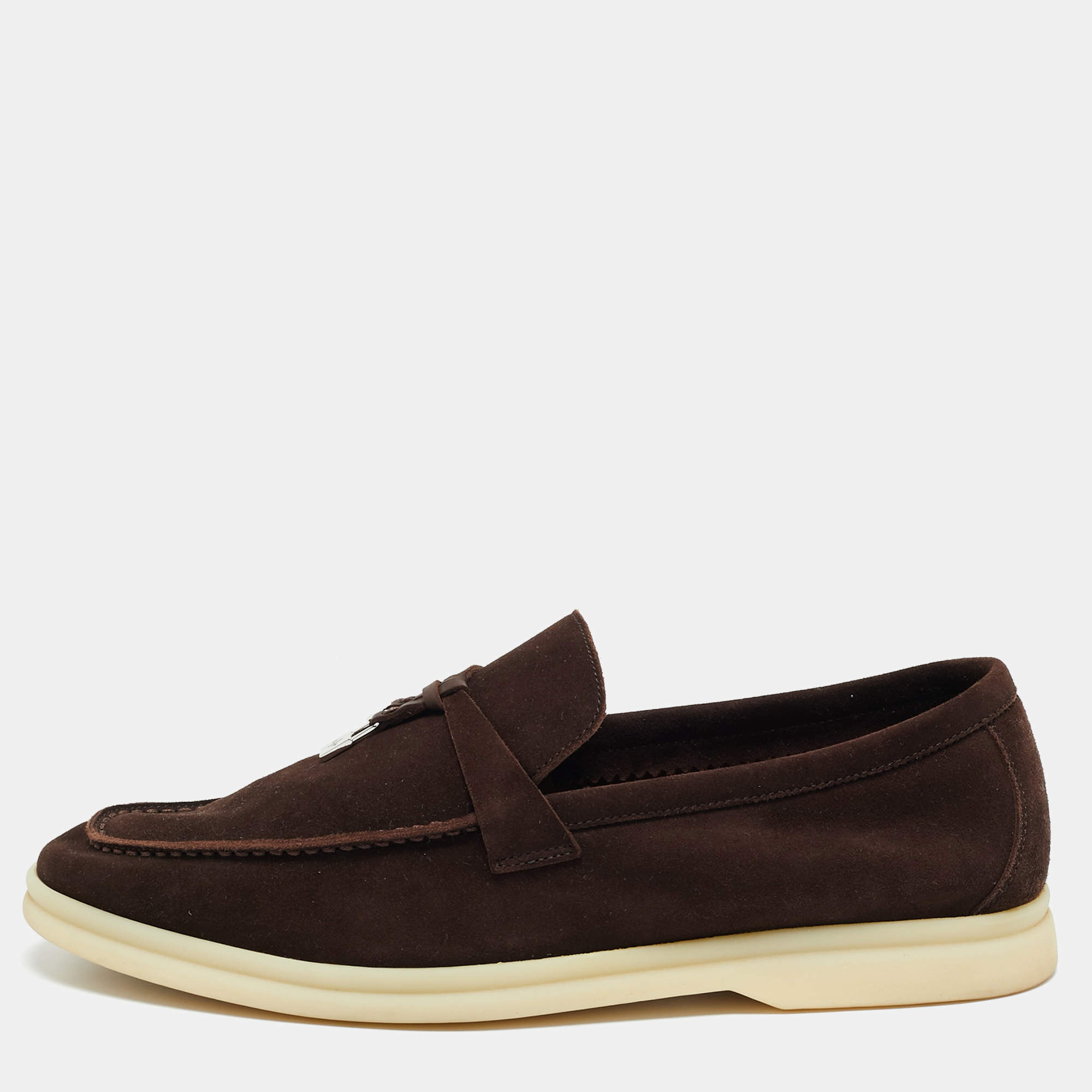 Pre Owned Loro Piana Brown Suede Summer Charms Walk Loafers Size 39