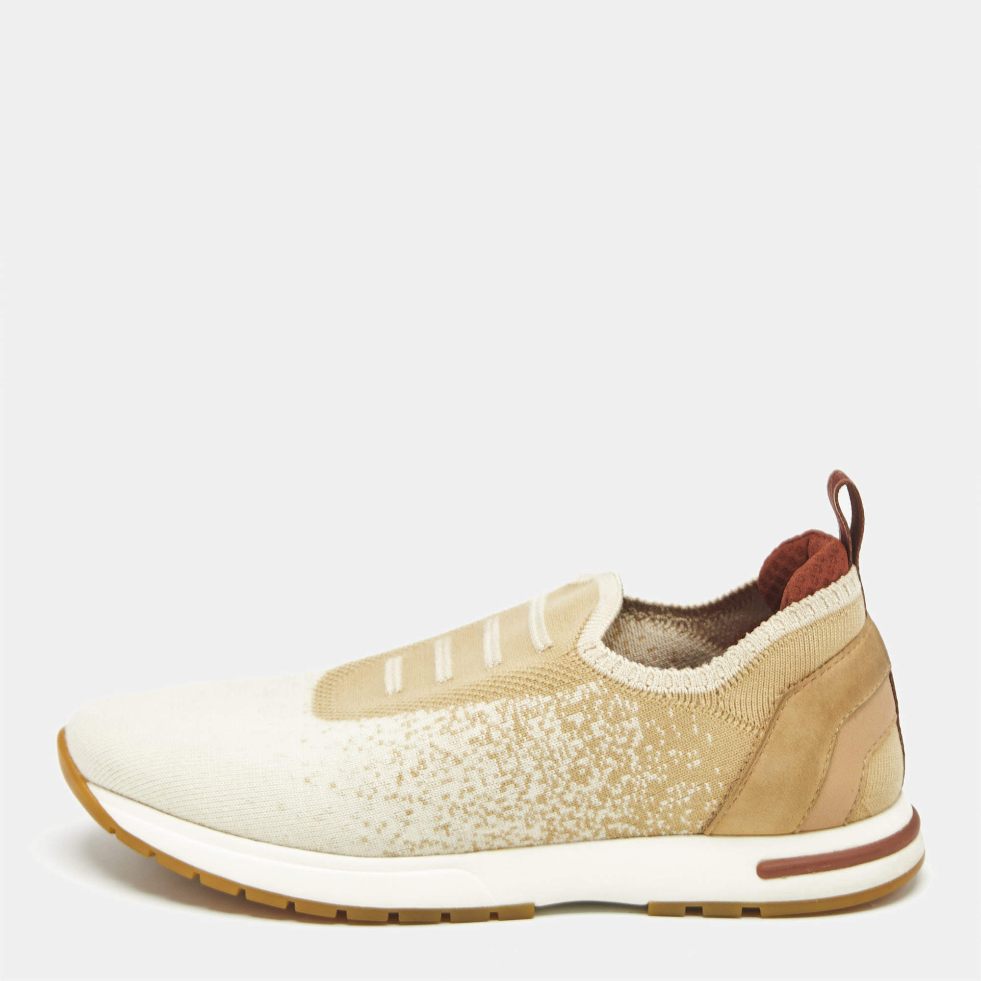 Loro Piana Beige/Cream Suede and Fabric 360 LP Flexy Walk Low Top Sneakers Size 36