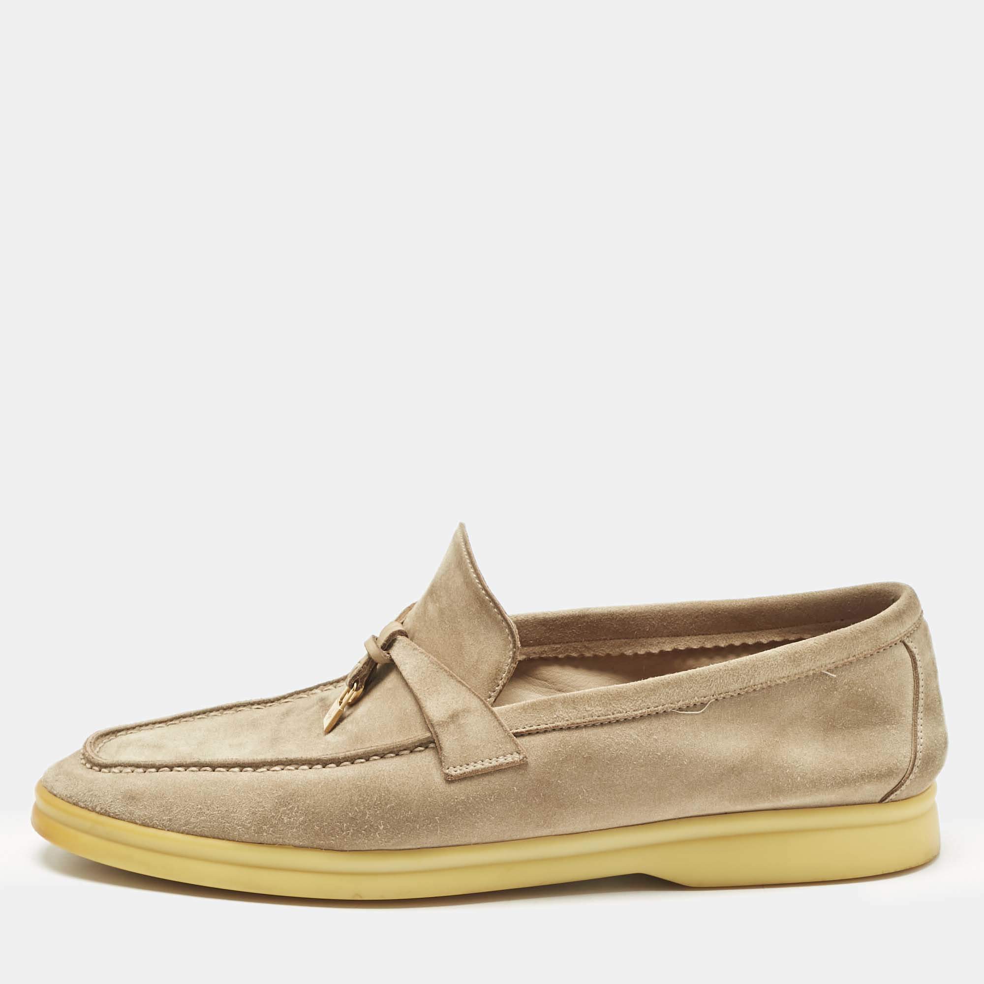 Pre Owned Loro Piana Beige Suede Summer Charms Walk Loafers Size 41