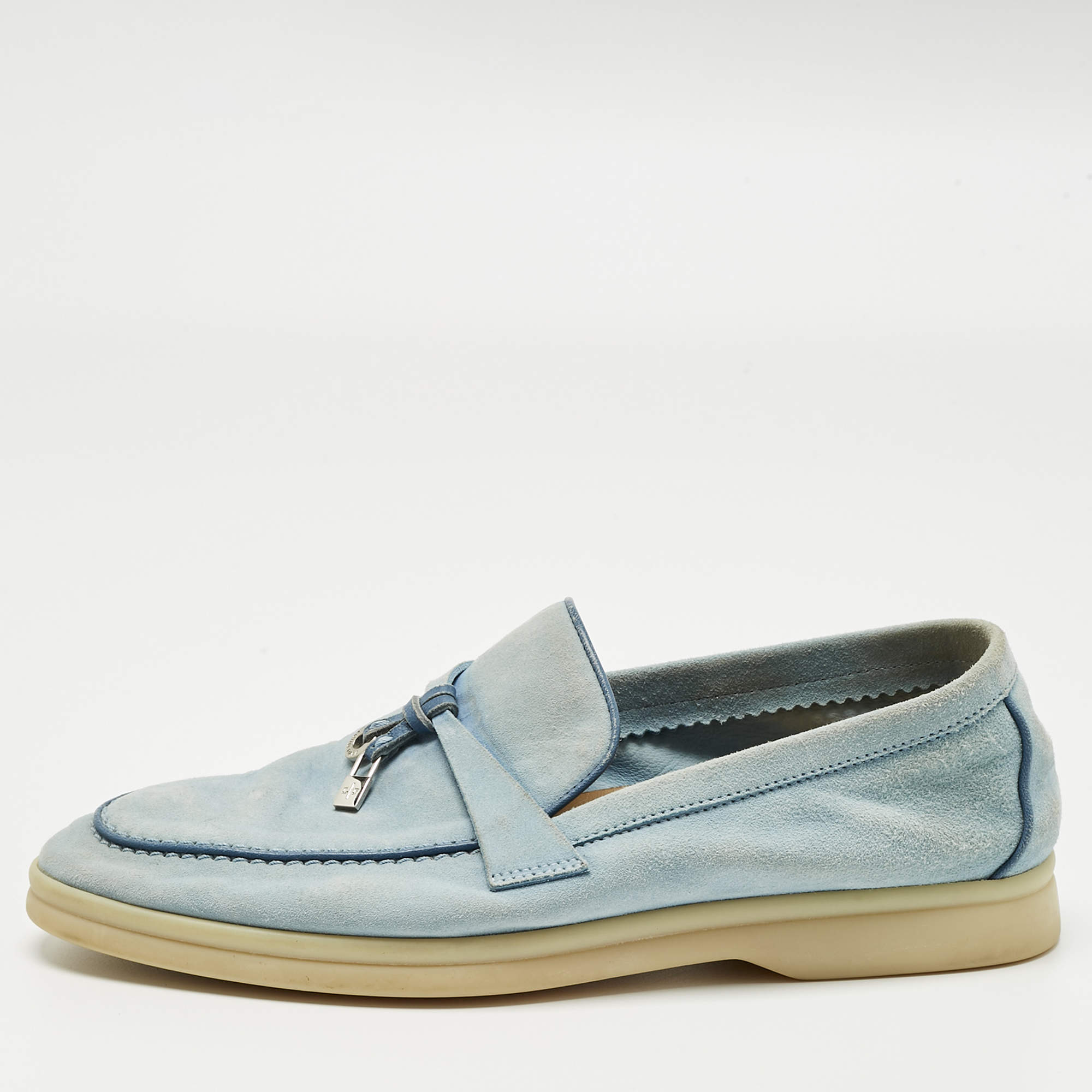 Pre Owned Loro Piana Blue Suede Summer Charms Walk Loafers Size 37