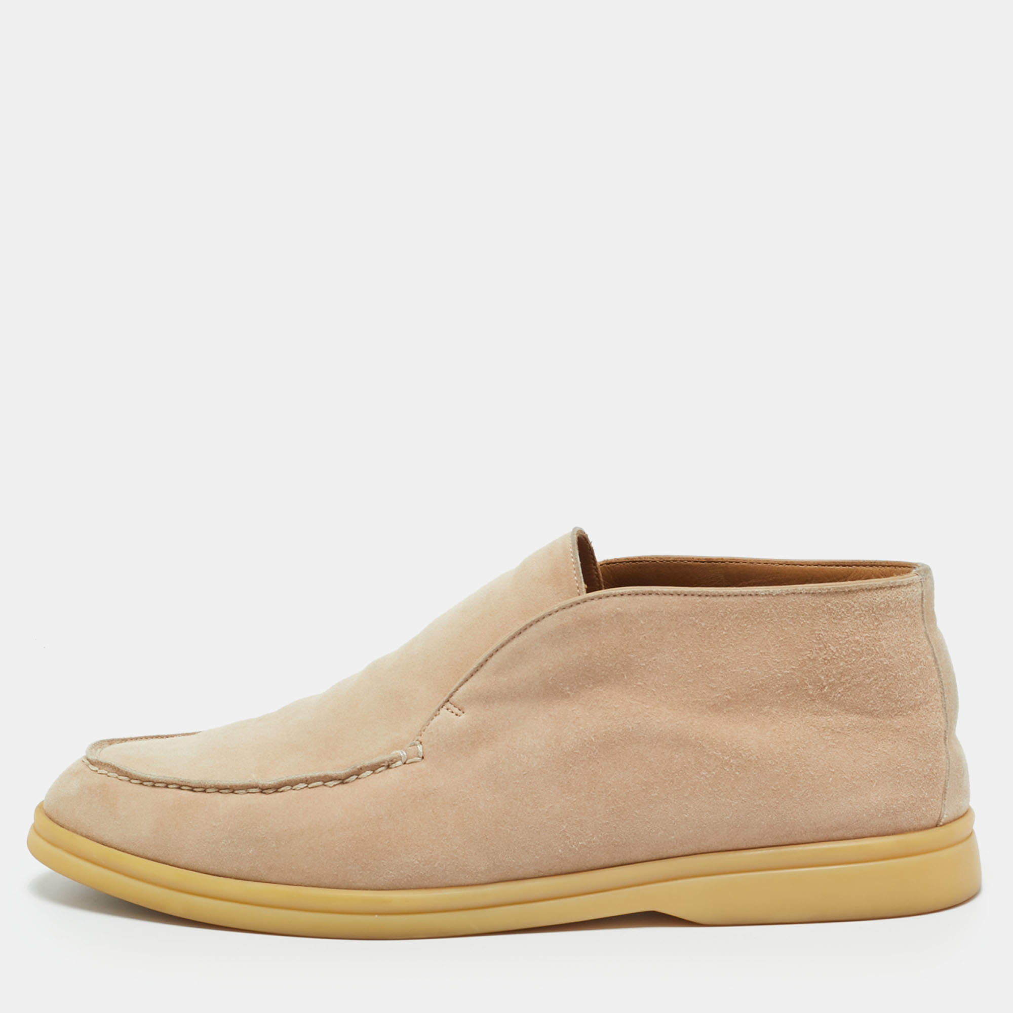 Pre Owned Loro Piana Beige Suede Open Walk Ankle Length Boots Size 40