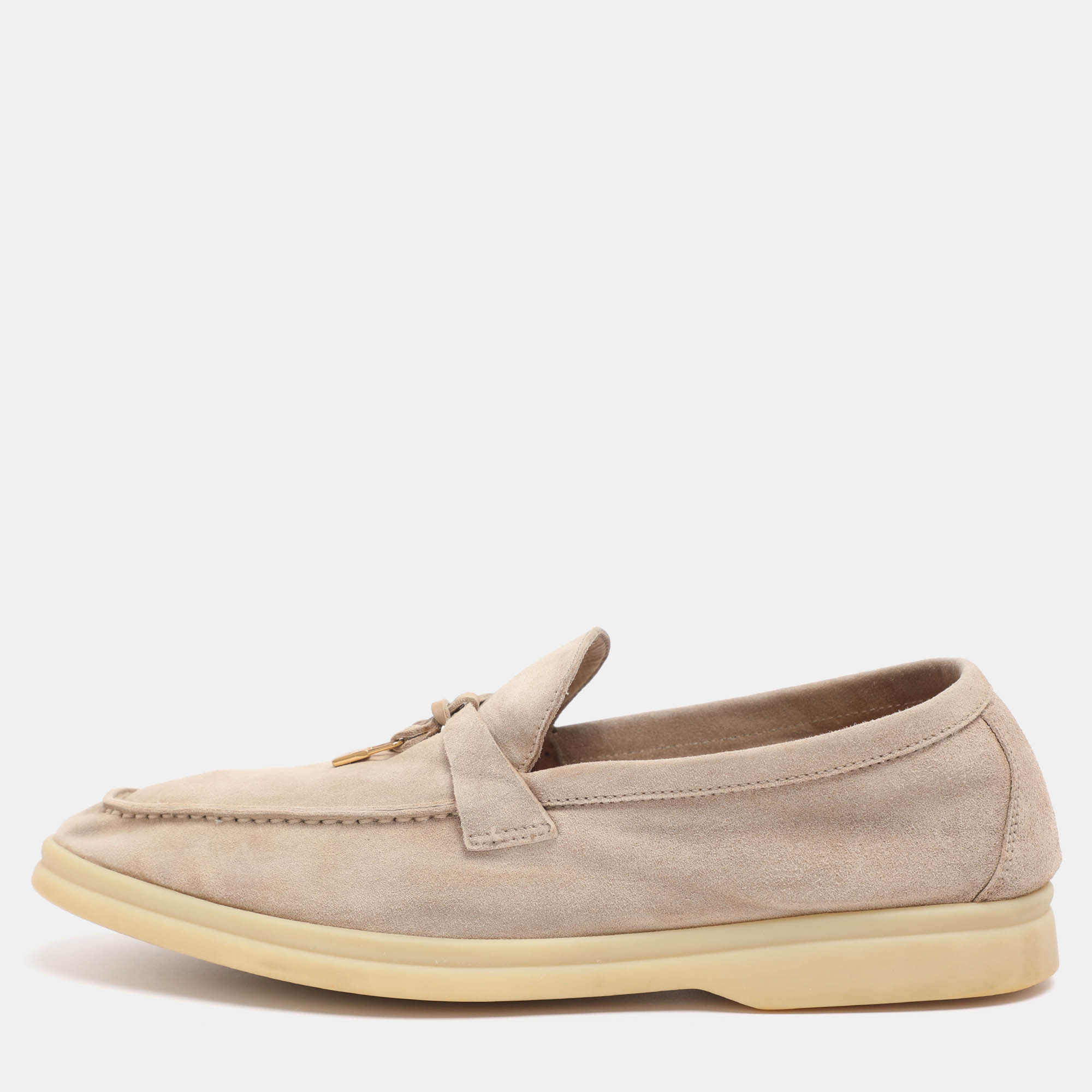 Pre Owned Loro Piana Beige Suede Summer Charms Walk  Loafers Size 38