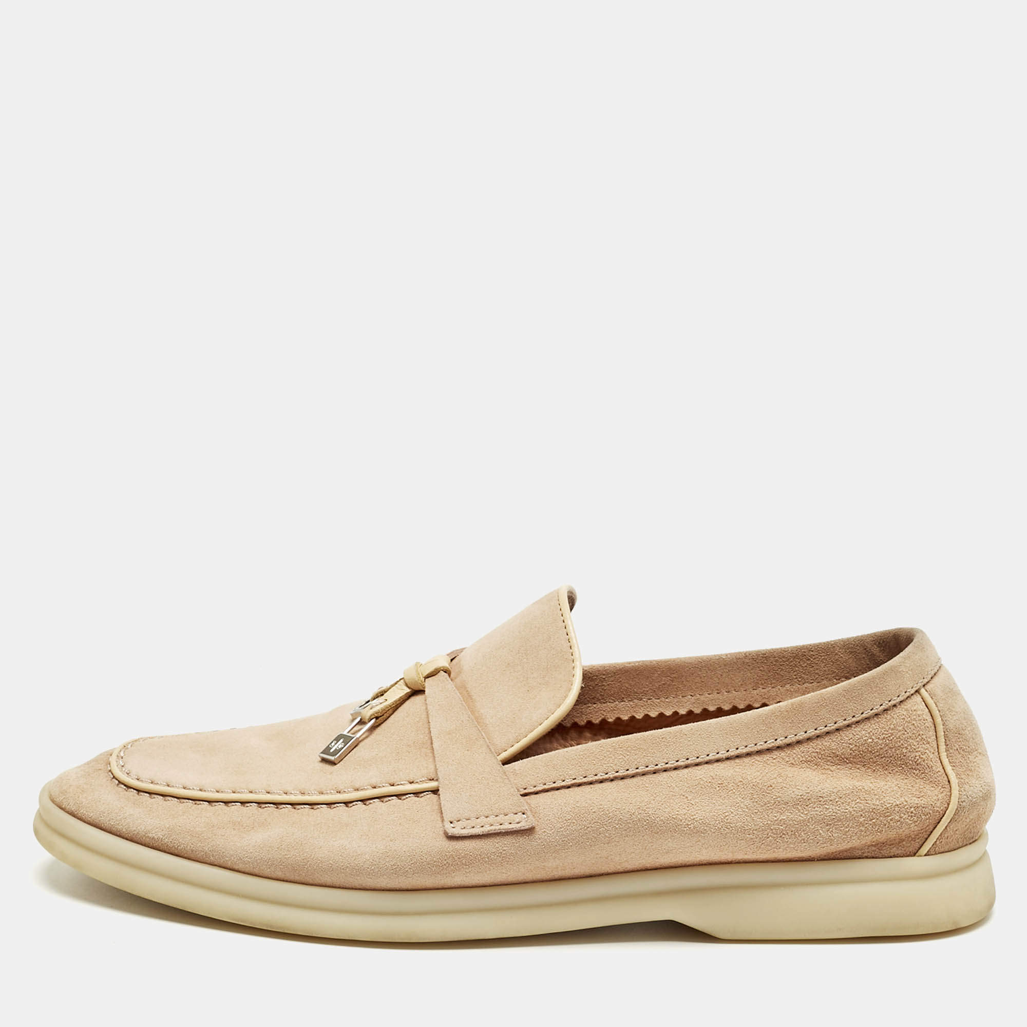 Pre Owned Loro Piana Beige Suede Summer Walk Loafers Size 37