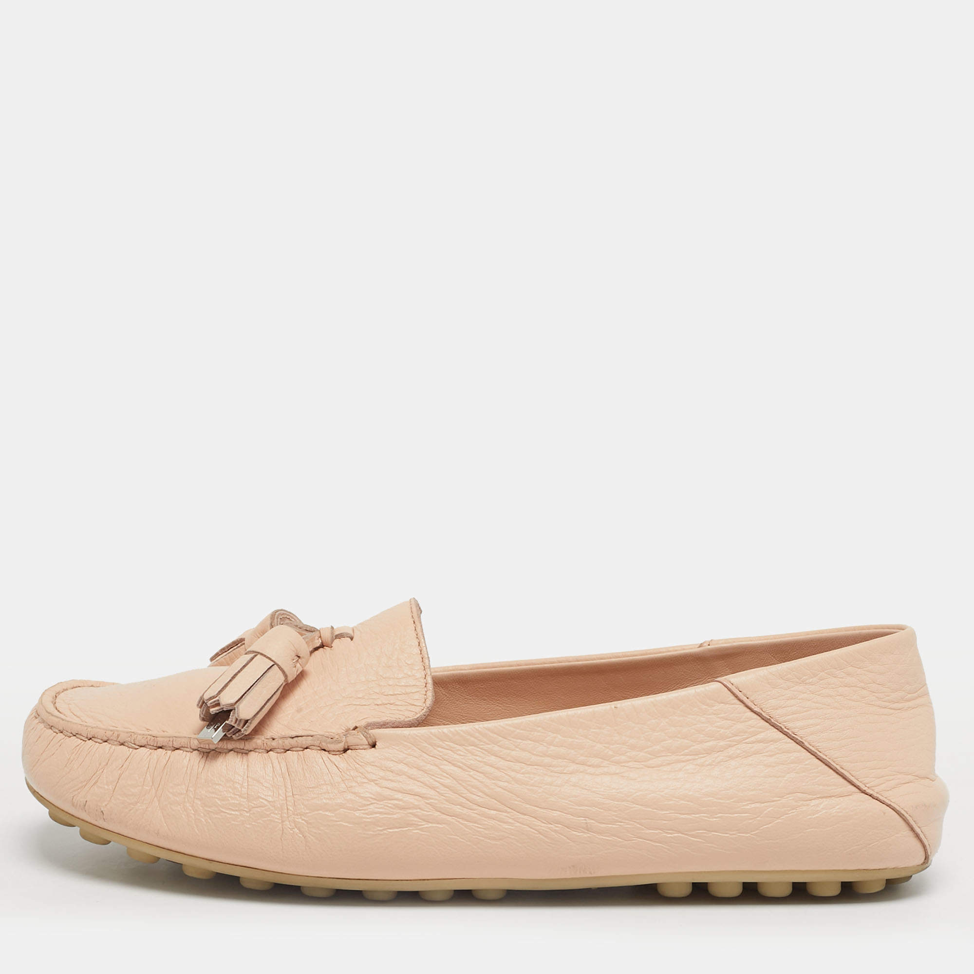 مملوكة مسبقًا Loro Piana Size 36 Light Pink Leather LP Dot Walk Slip On Loafers