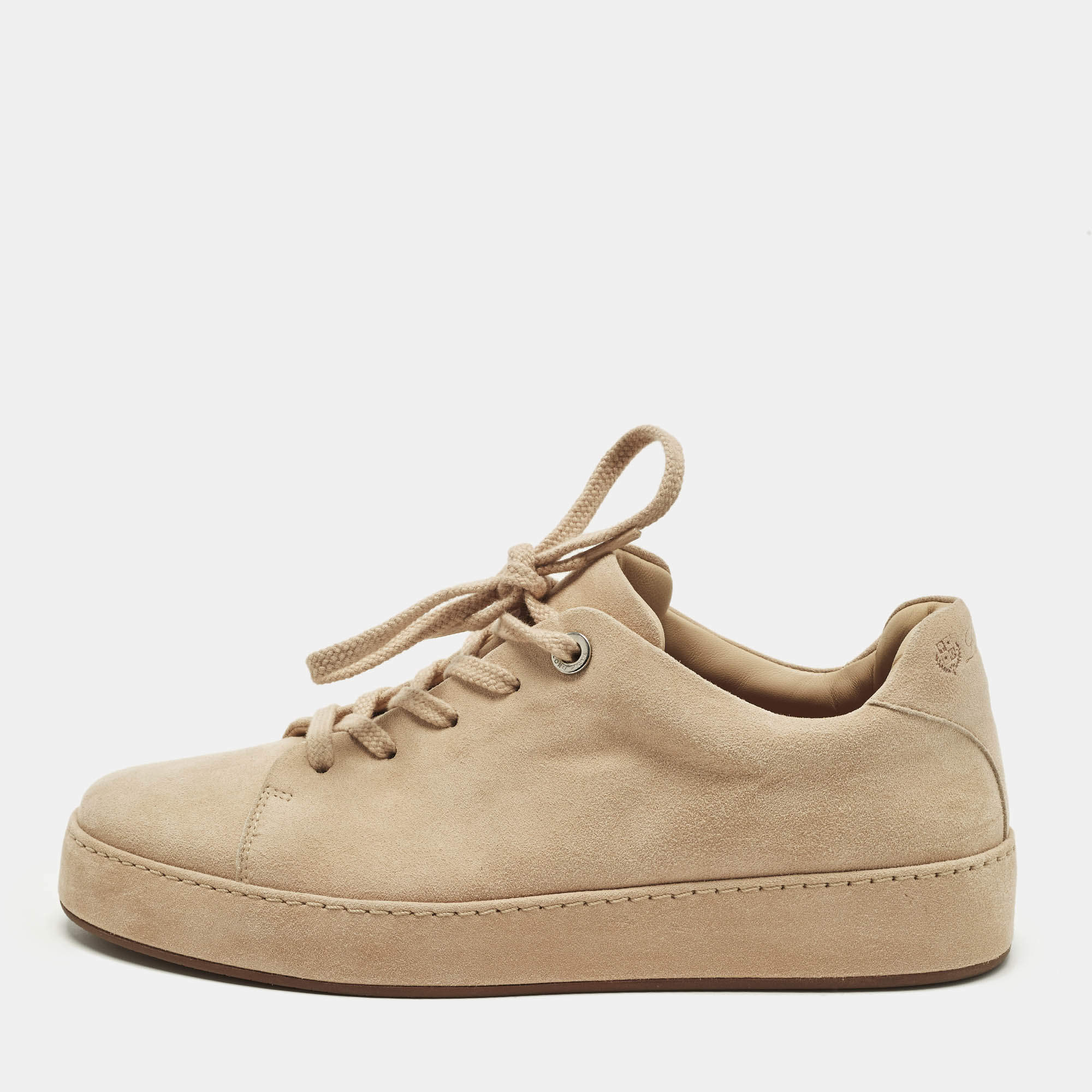 Pre Owned Loro Piana Nuages Size 38 Pastel Pink Suede Low Top Sneakers