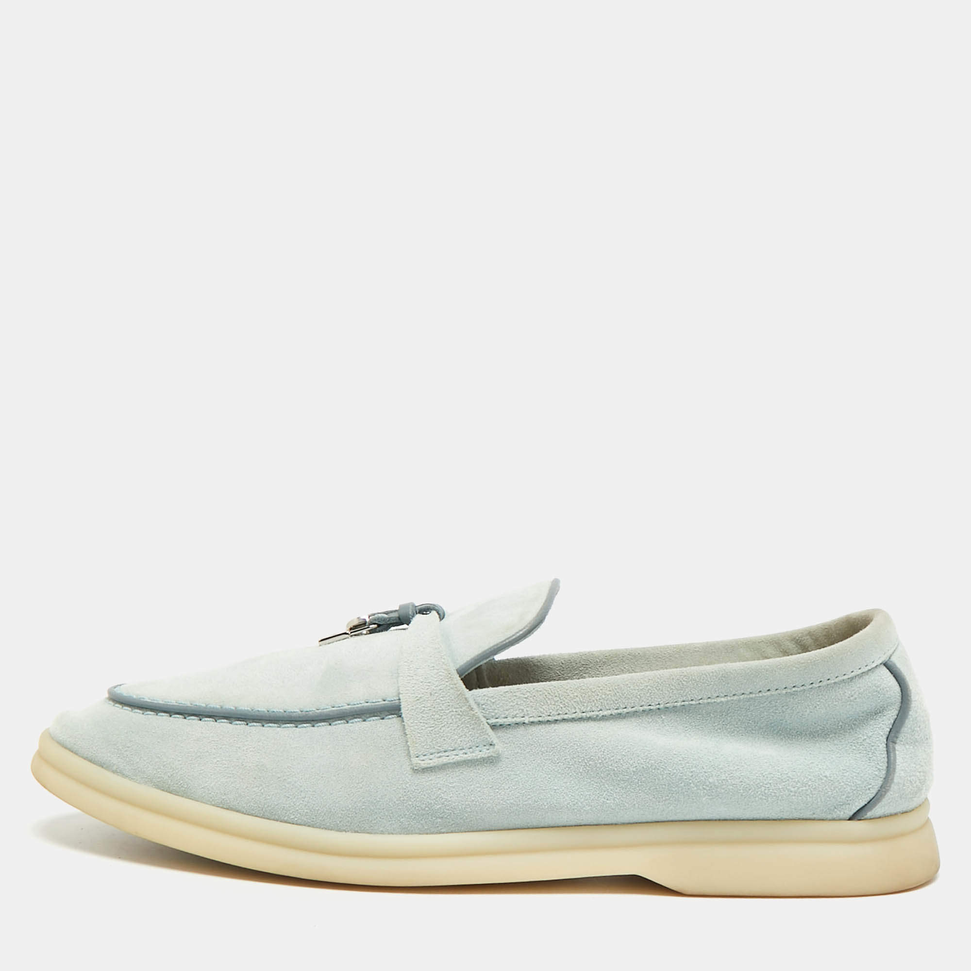 مملوكة مسبقًا حذاء لوفرز لورو بيانا سويـدي صيفي أزرق مقاس 37