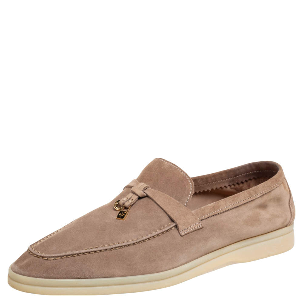 Pre Owned Loro Piana Brown Suede Summer Charms Walk  Loafers Size 40