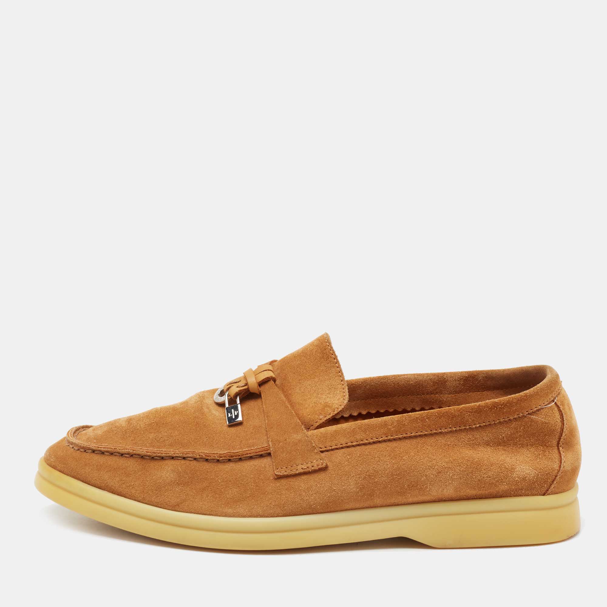 Pre Owned Loro Piana Light Brown Suede Summer Charms Walk Loafers Size 36