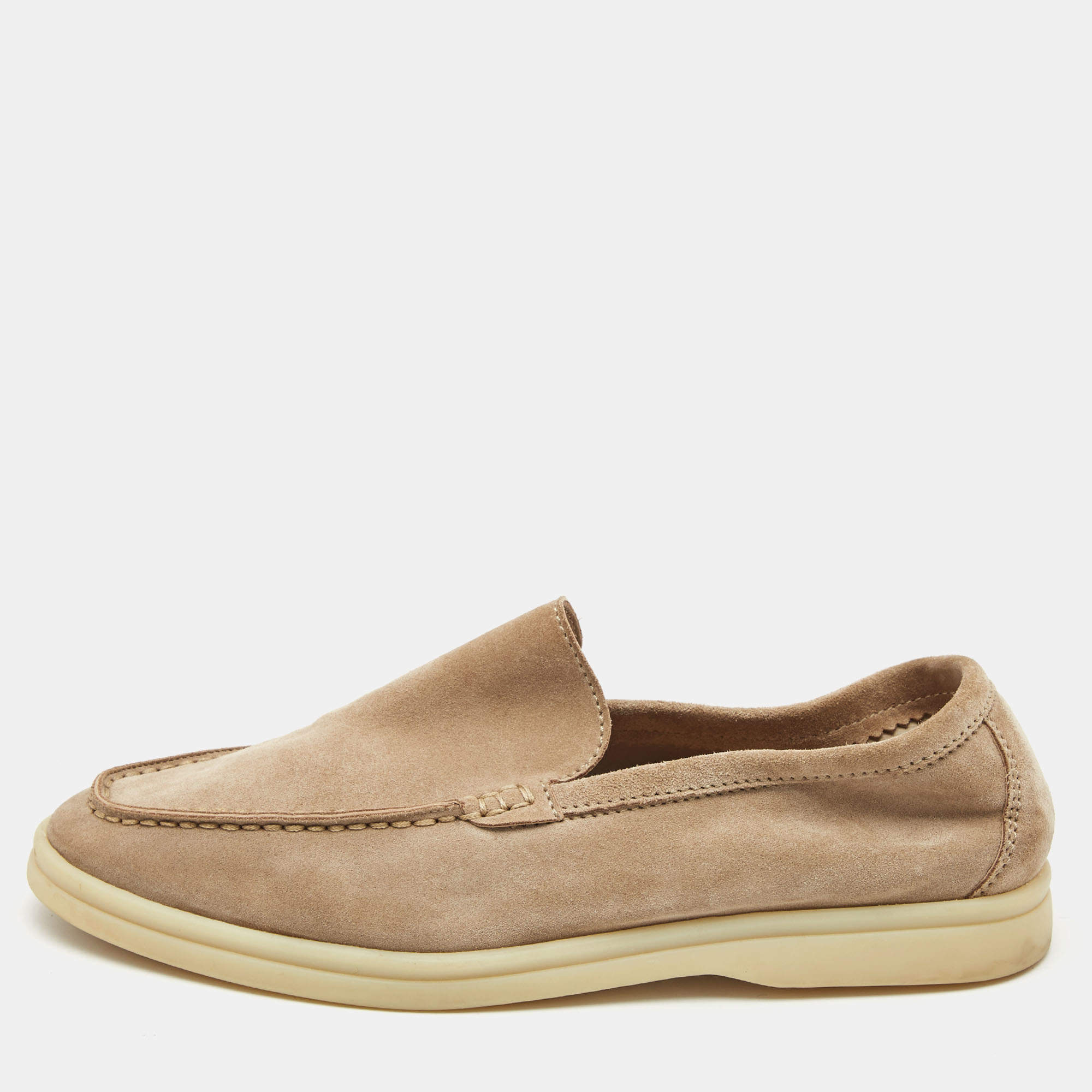 Pre Owned Loro Piana Beige Suede Summer Walk Loafers Size 37