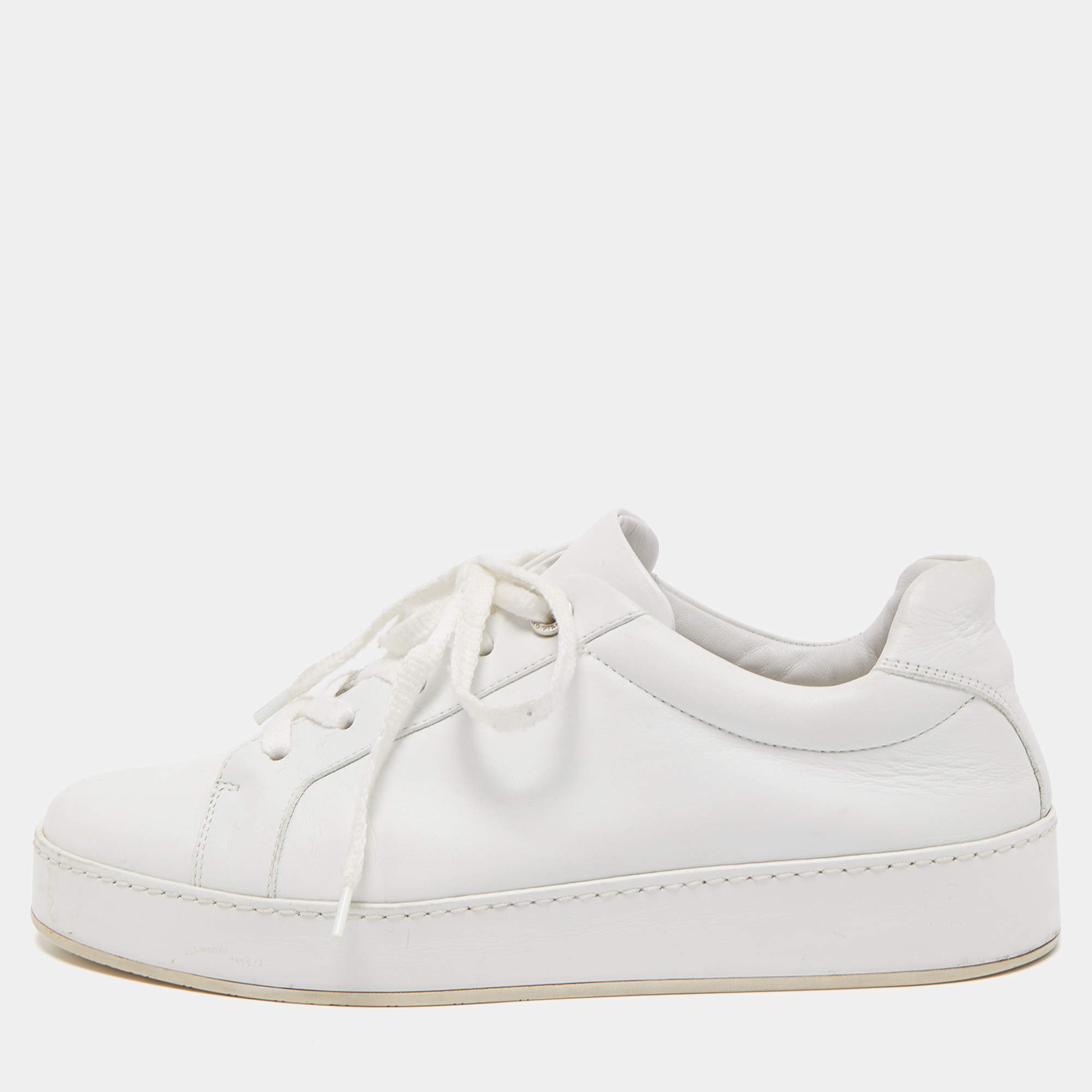 Loro Piana White Leather Nuages Sneakers Size 38 