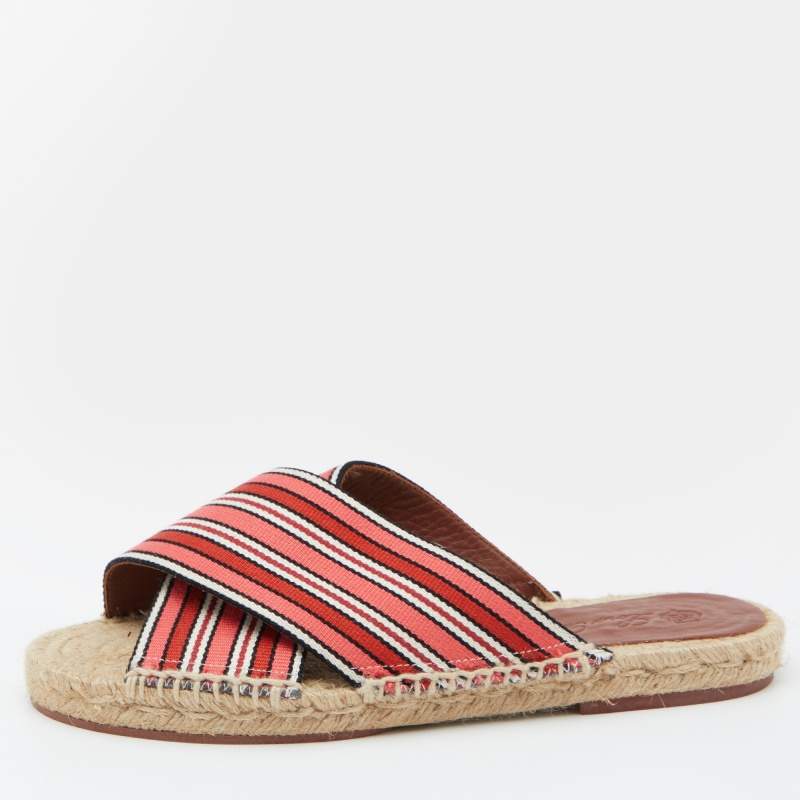 Loro Piana Multicolor Fabric Criss Cross Flat Espadrilles Size 38
