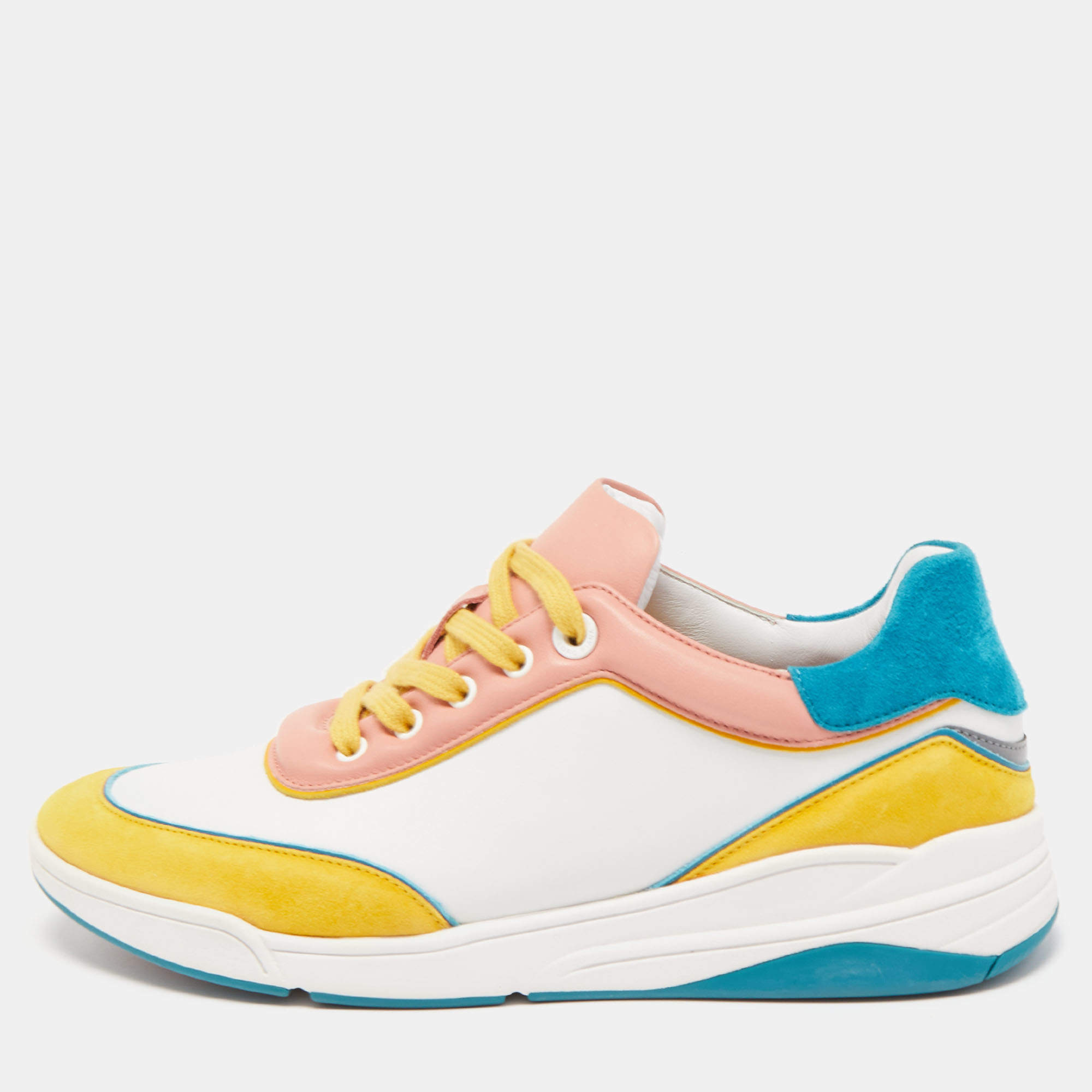 Pre Owned Loro Piana Multicolor Leather and Suede Play Sneakers Size 38