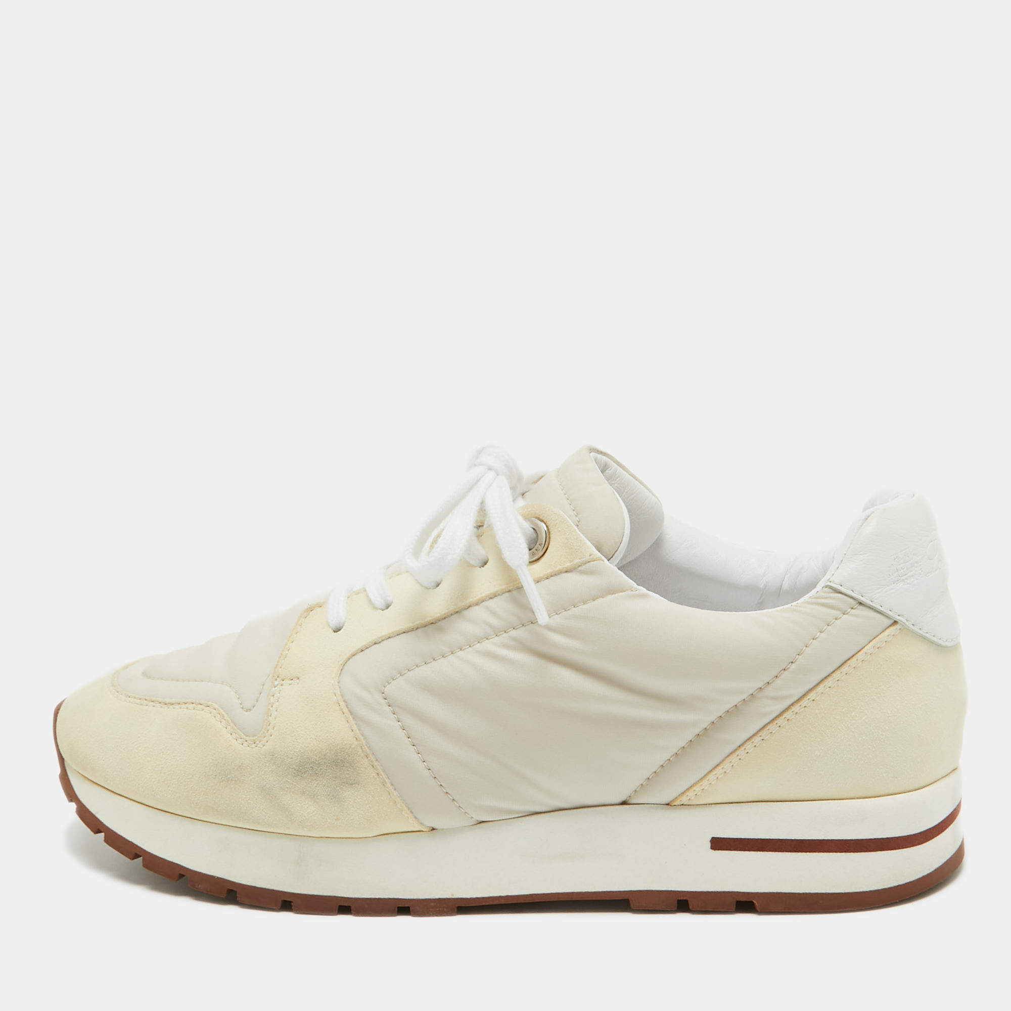 Pre Owned Loro Piana Two Tone Neoprene and Suede My Wind Sneakers Size 36