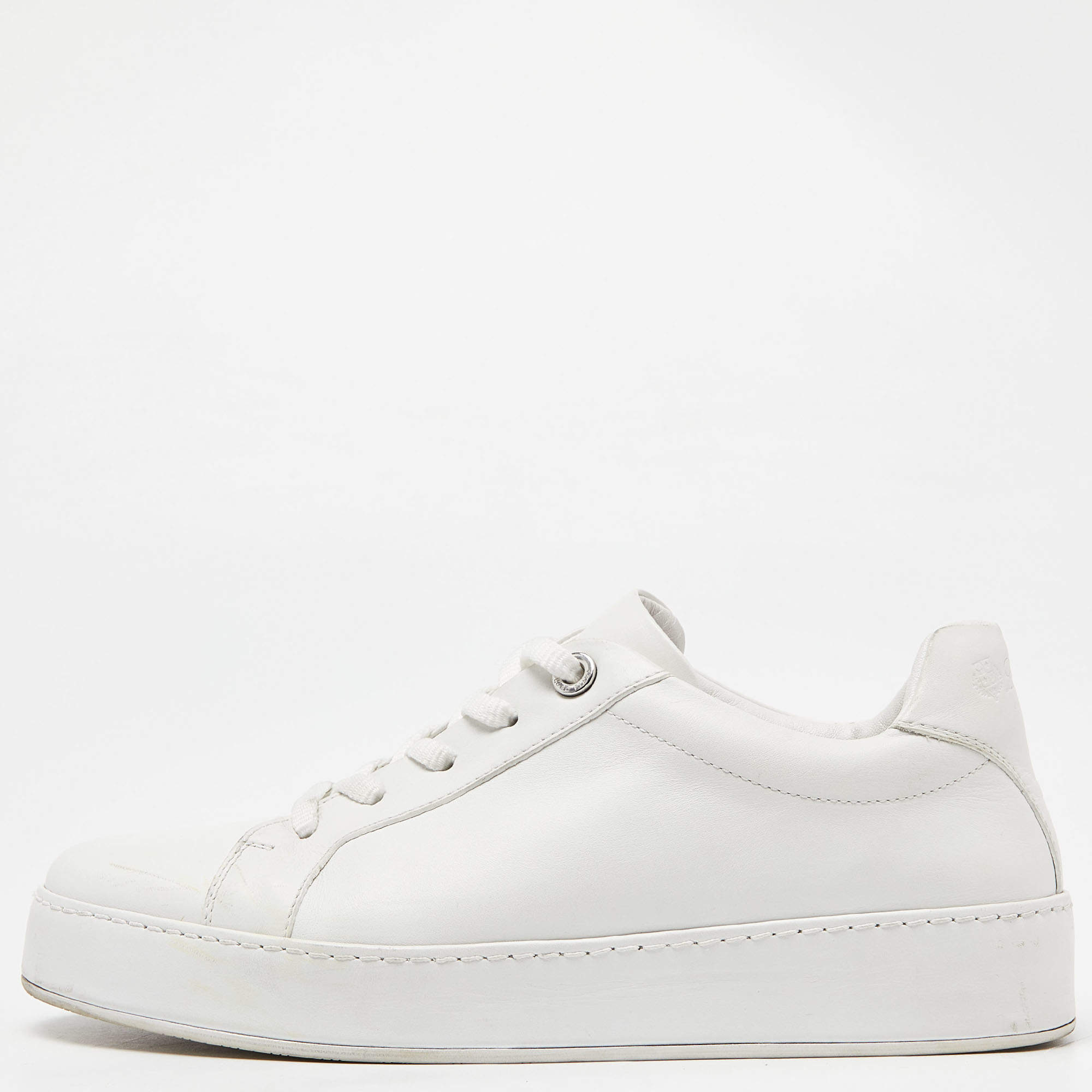 Pre Owned Loro Piana White Leather Nuages Sneakers Size 37.5