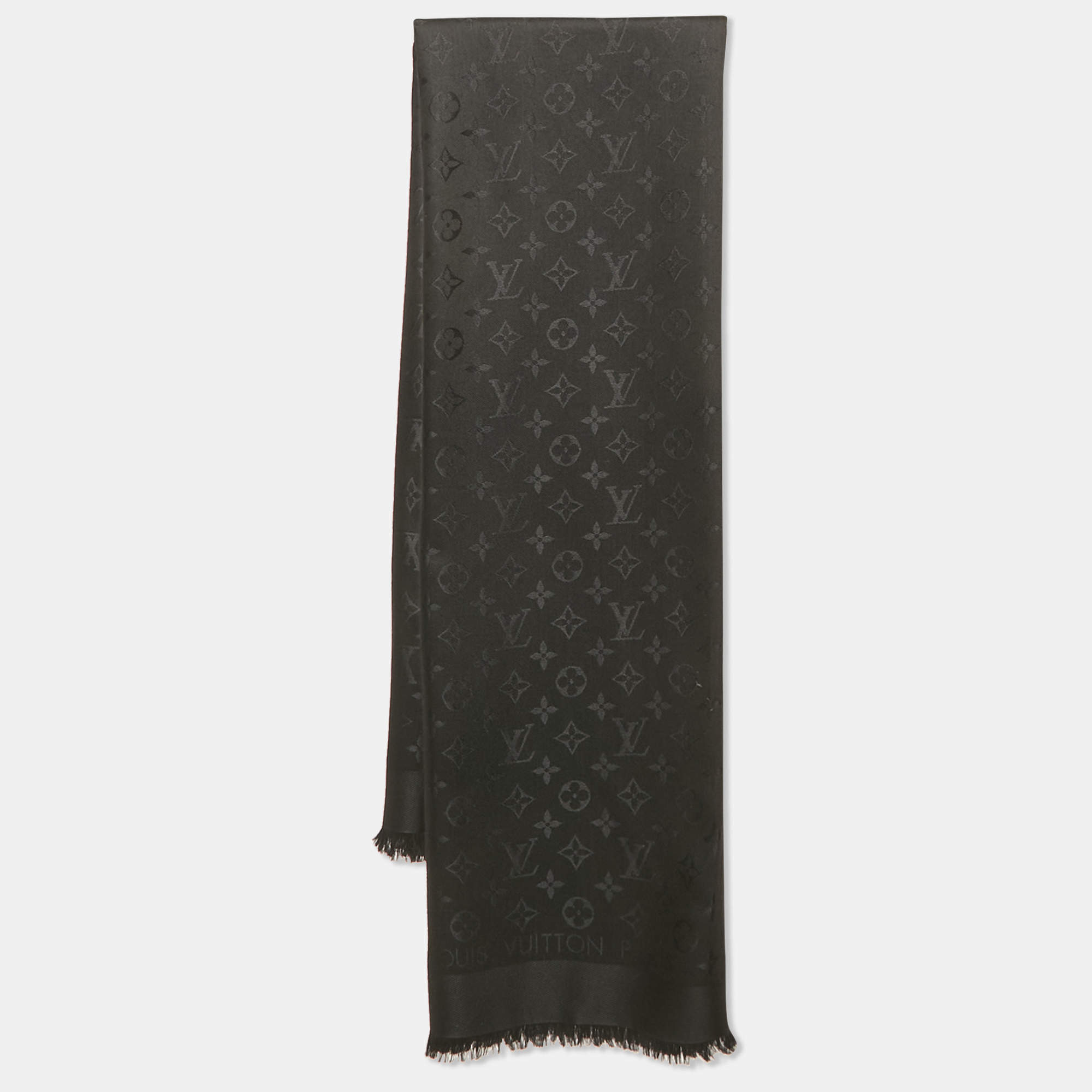Louis Vuitton Black Silk & Wool Monogram Classic Shawl