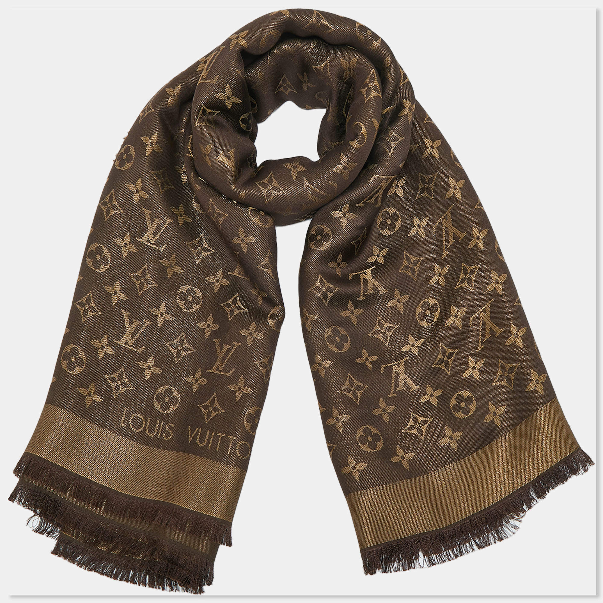 Louis Vuitton X Fornasetti Brown Monogram Silk Cameo Square Scarf