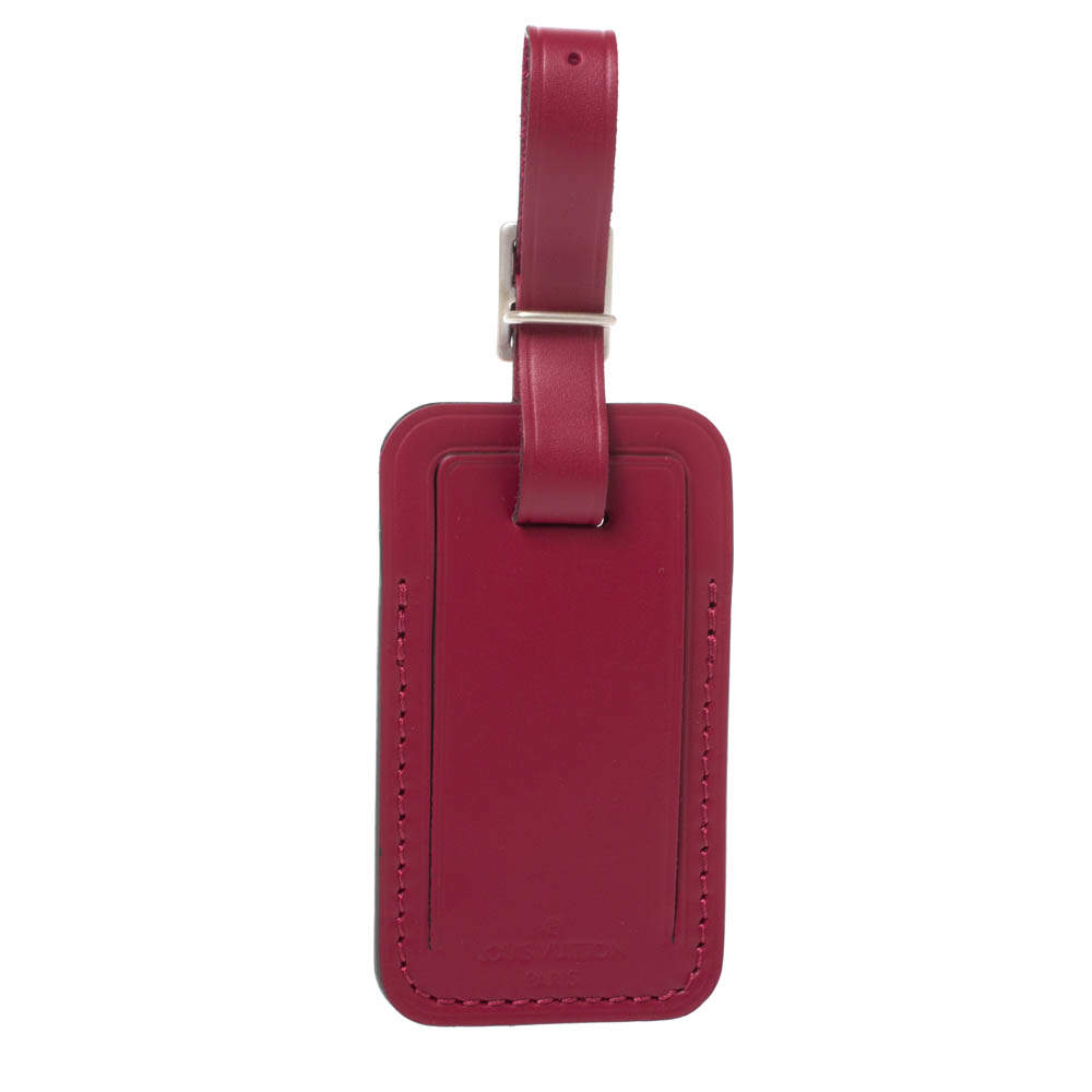 Pre Owned بطاق ة أسم حقيبة سفر لوي فيتون جلد وردي داكن