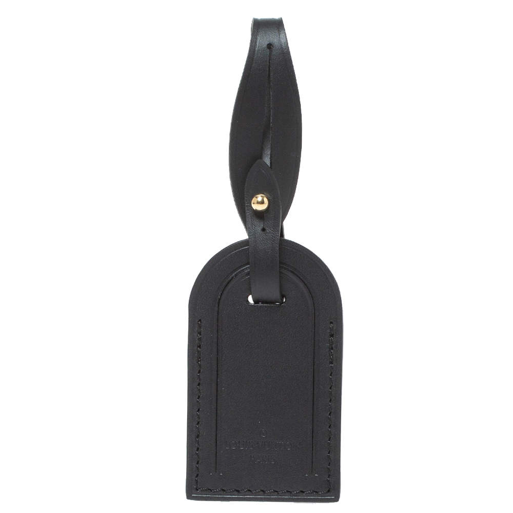 مملوكة مسبقًا Louis Vuitton Black Leather Luggage Name Tag