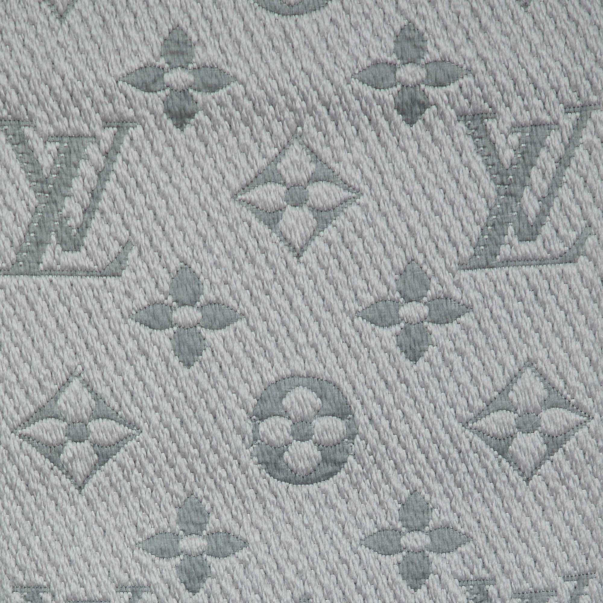 LOUIS VUITTON Wool Silk Logomania Scarf Pearl Grey 1262287
