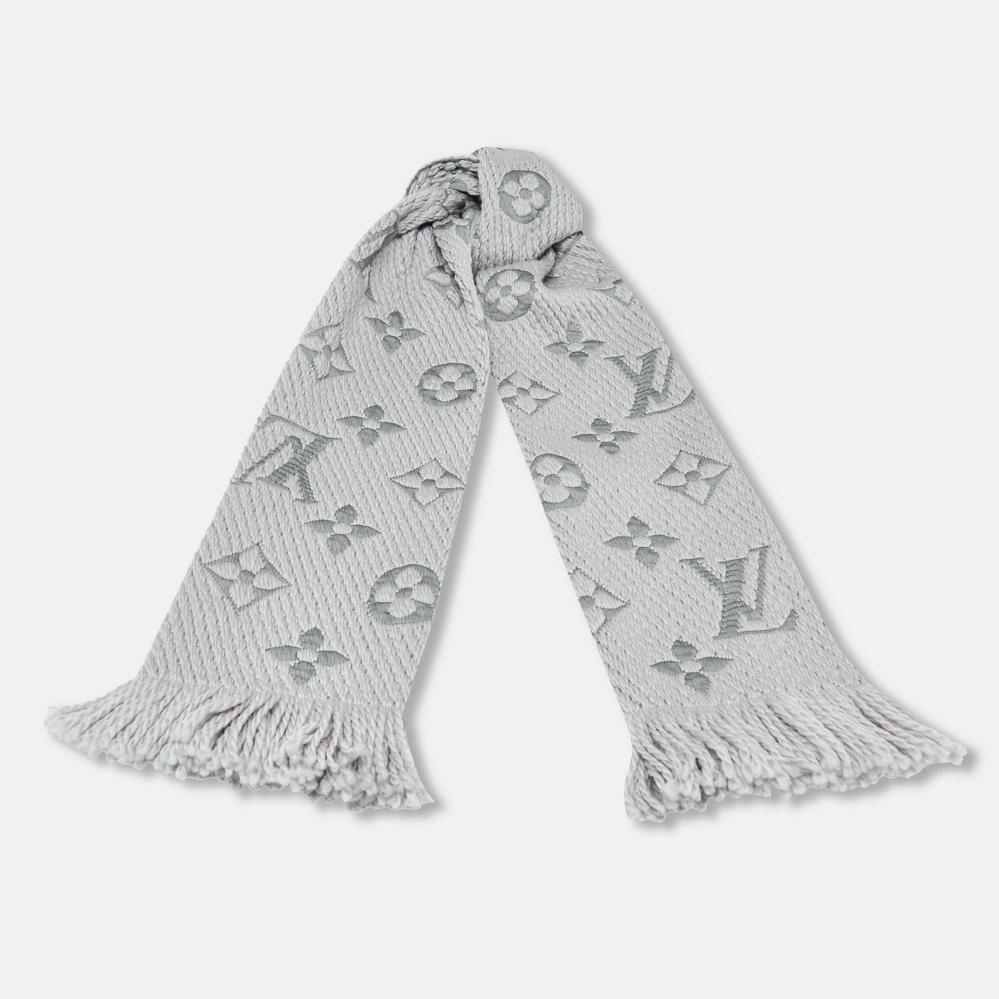Louis Vuitton // Grey Logomania Tassel Scarf – VSP Consignment