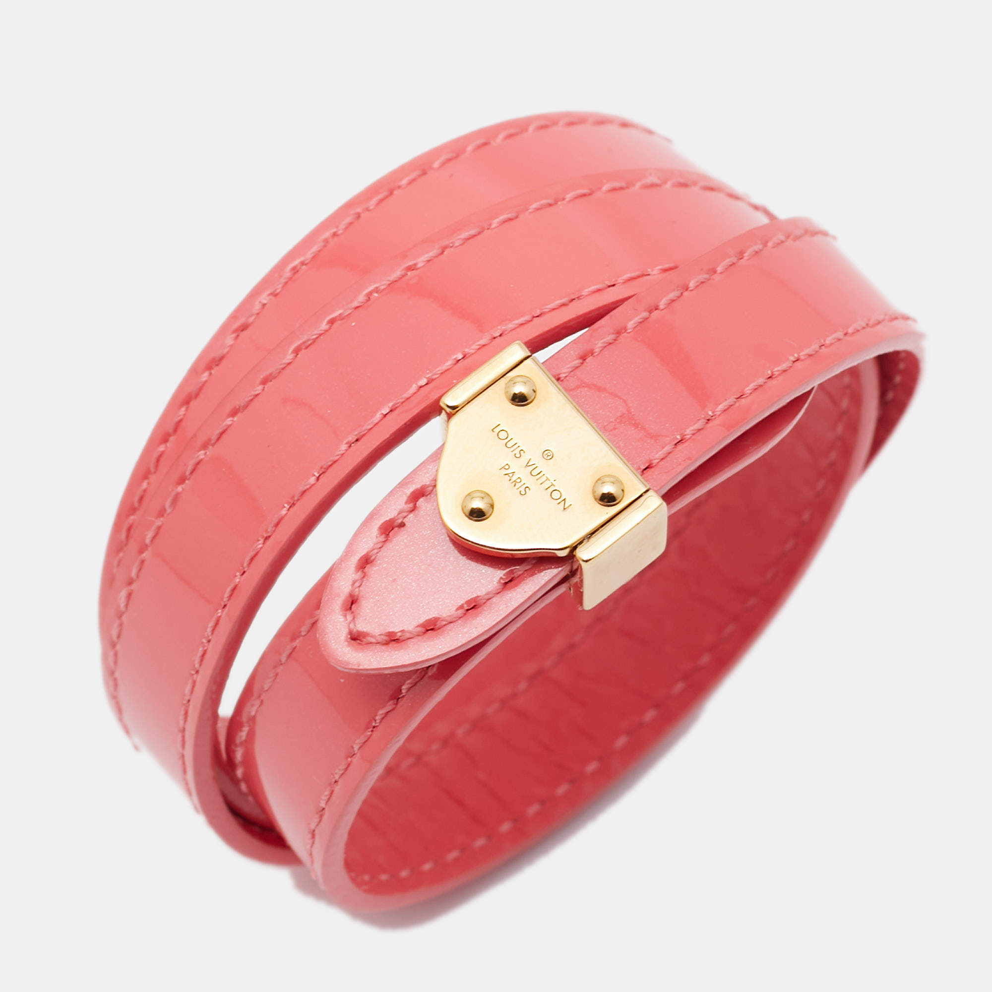 Louis Vuitton Monogram Vernis Triple Tour Wrap Bracelet (SHF-16489