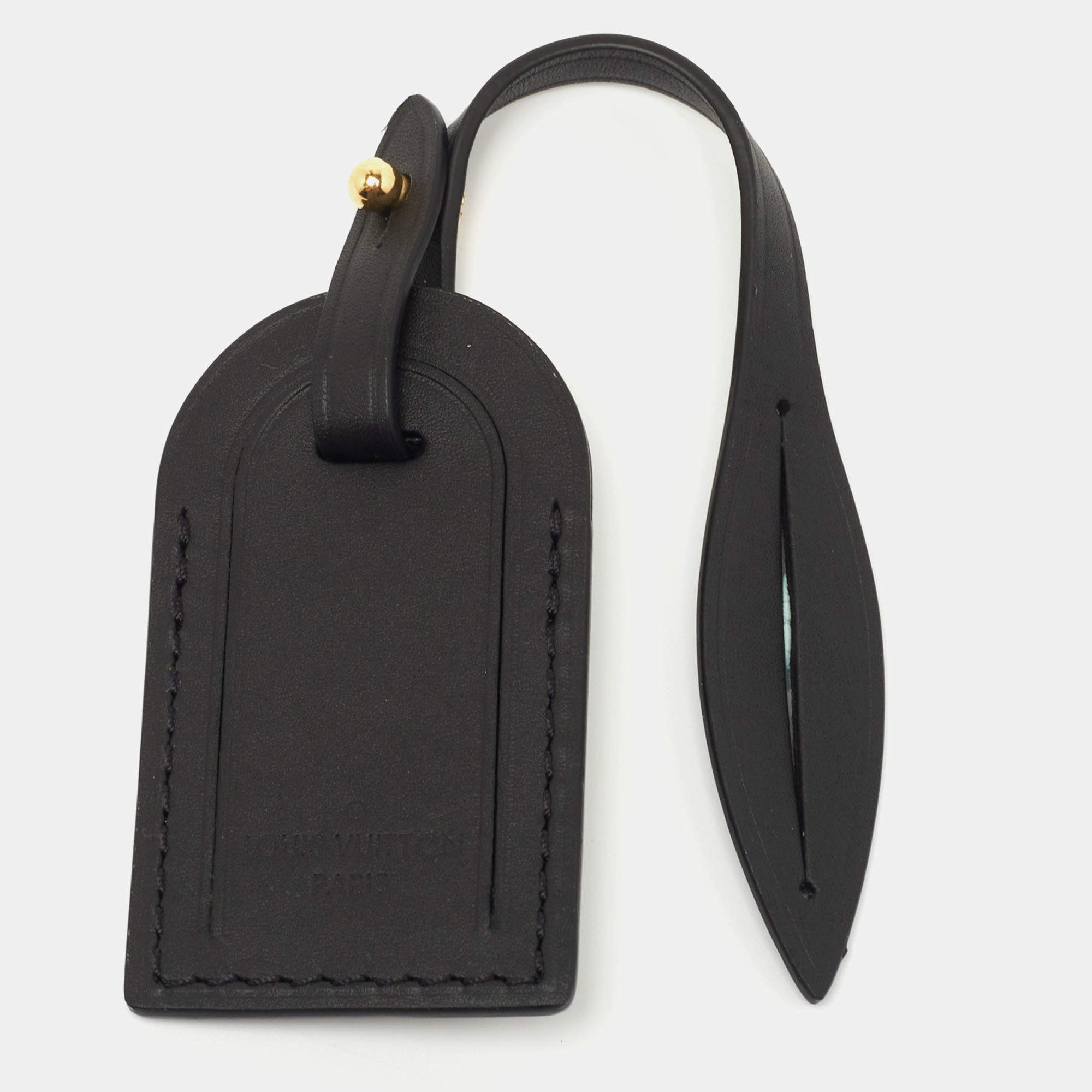 Pre Owned Leather Black Leather Luggage Name Tag