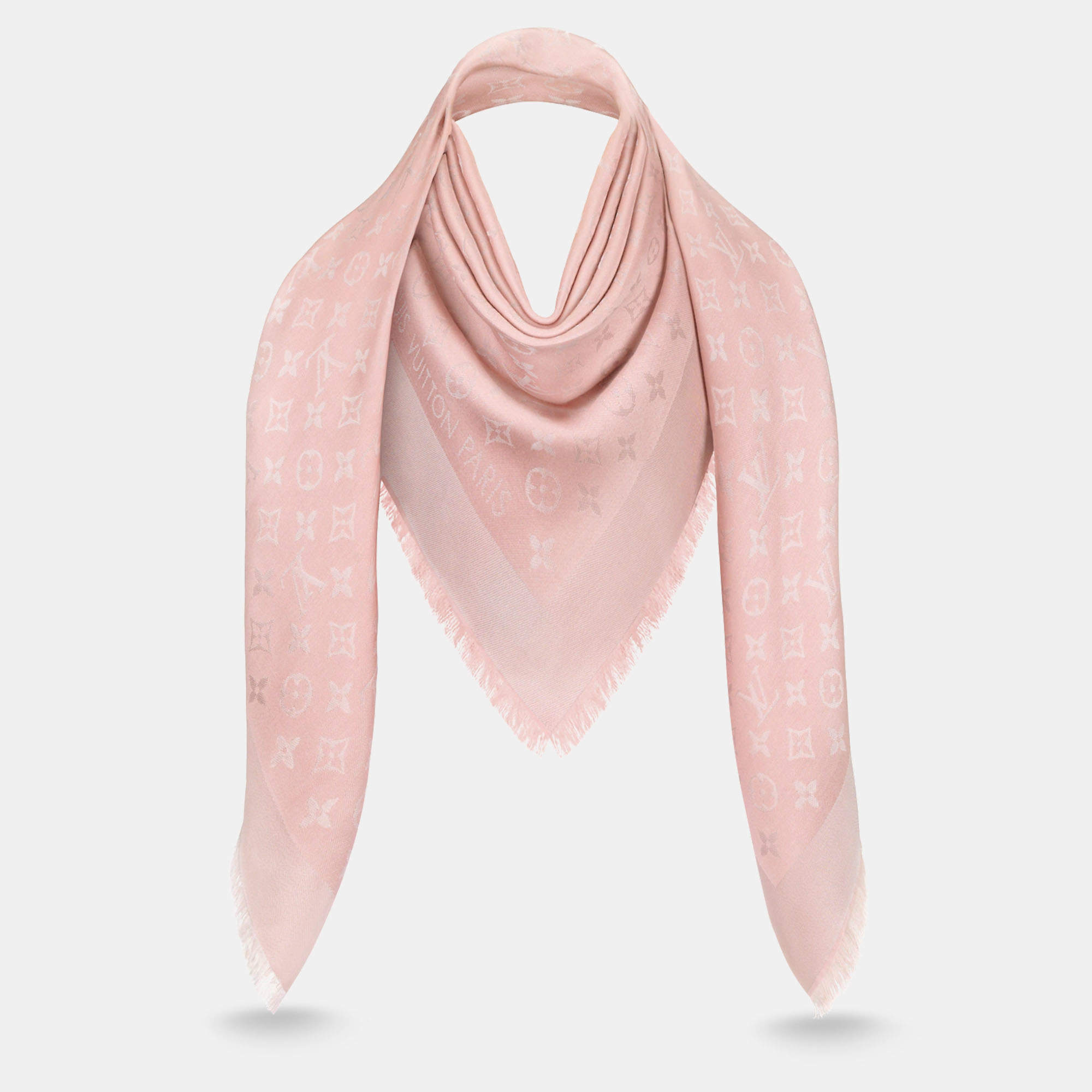 Pre Owned Louis Vuitton Velvet Rose Monogram Shine Shawl