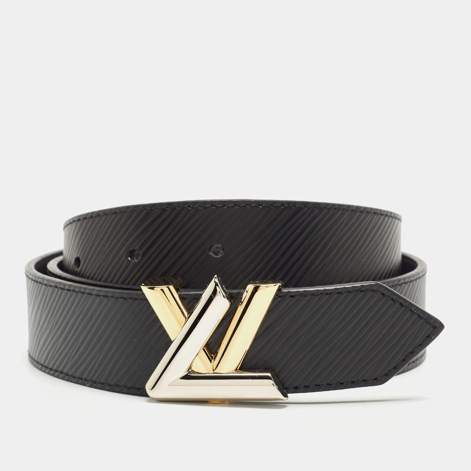 Louis Vuitton Black Epi Leather LV Twist Belt 80CM