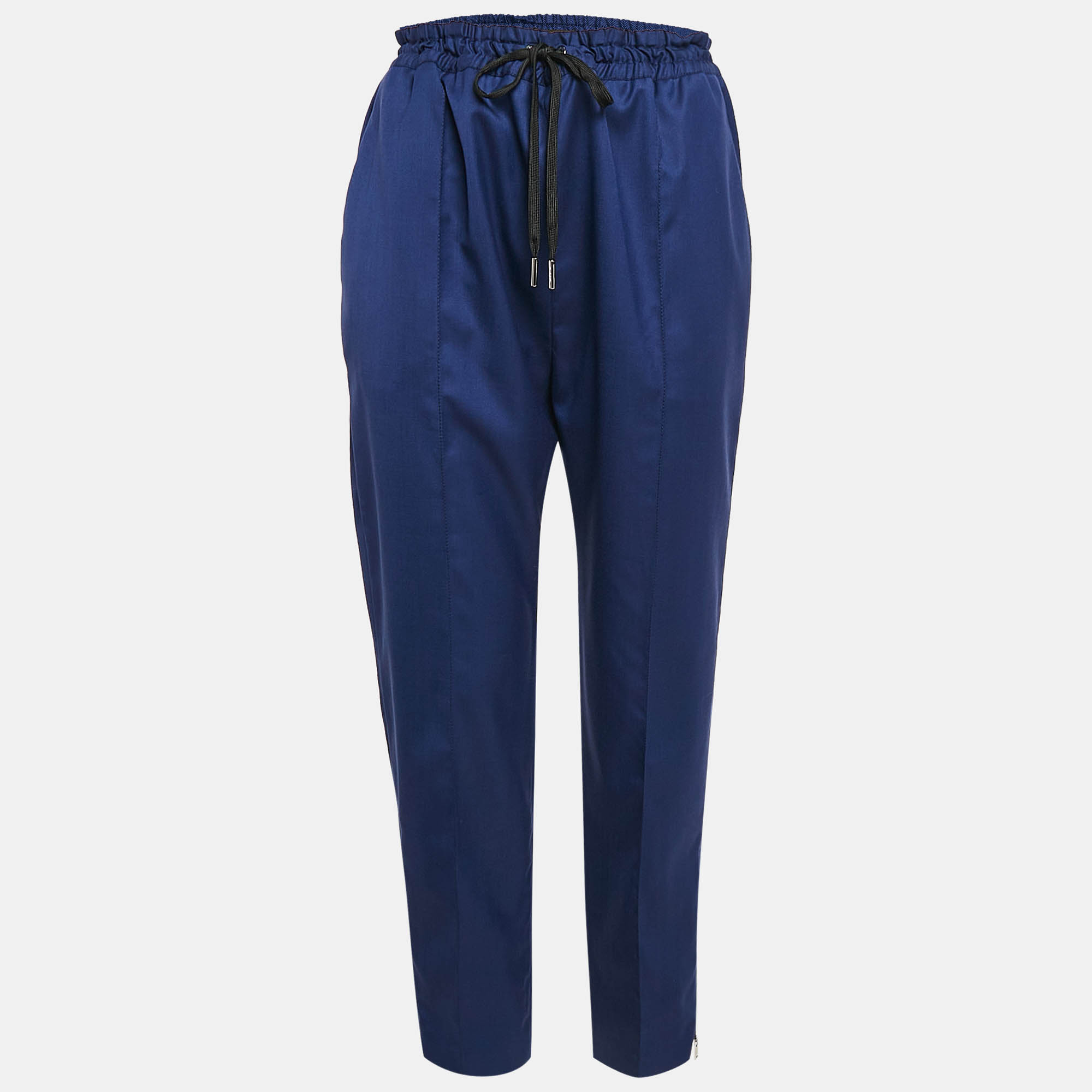 Louis Vuitton Blue Wool Zip Detail Trousers L