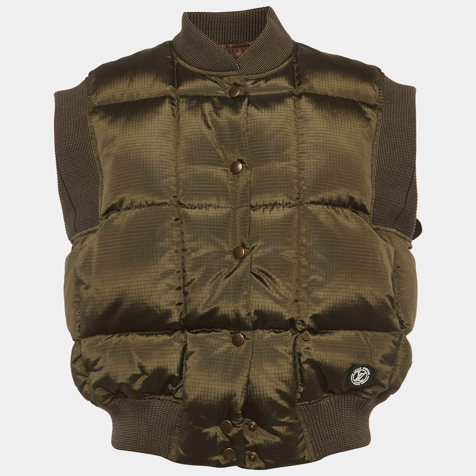 مملوكة مسبقًا Louis Vuitton Green Nylon Puffer Vest S