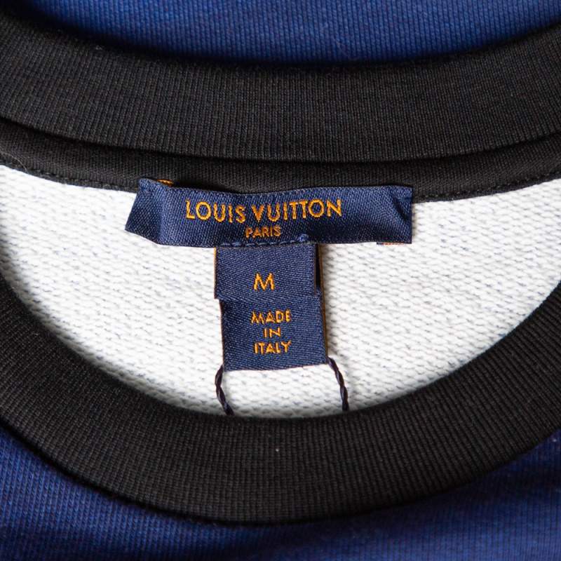 Louis Vuitton Navy Blue Cotton Prism Print Logo Applique Detail Crewneck  T-Shirt M Louis Vuitton