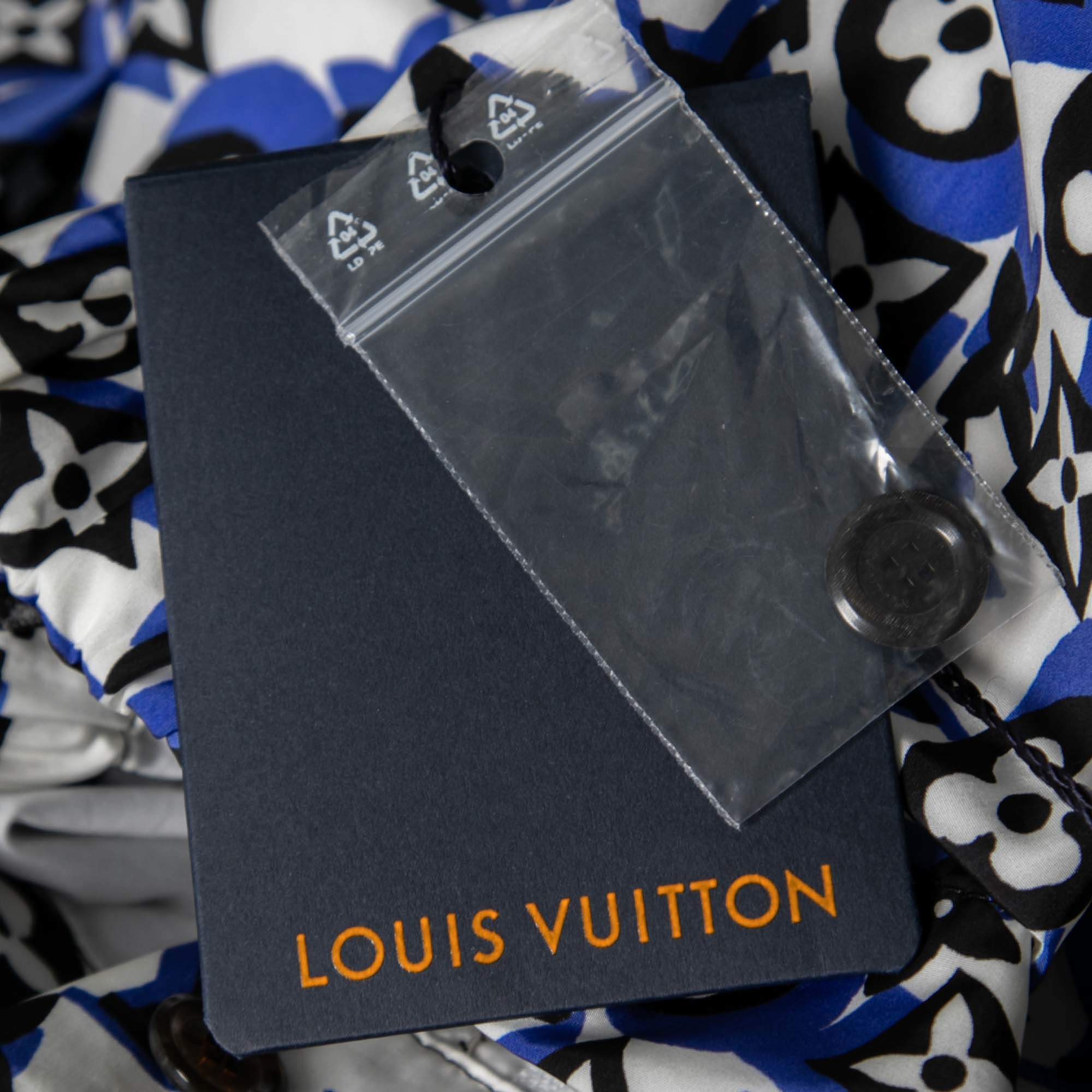 Louis Vuitton White and Blue Monogram Print Synthetic Track Pant S