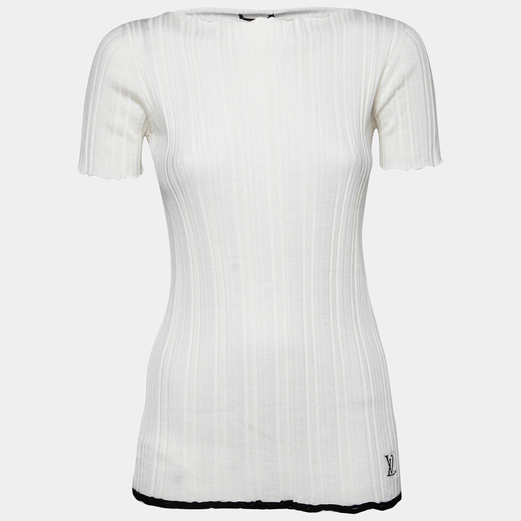 Louis Vuitton Cream Wool Boat Neck Top L