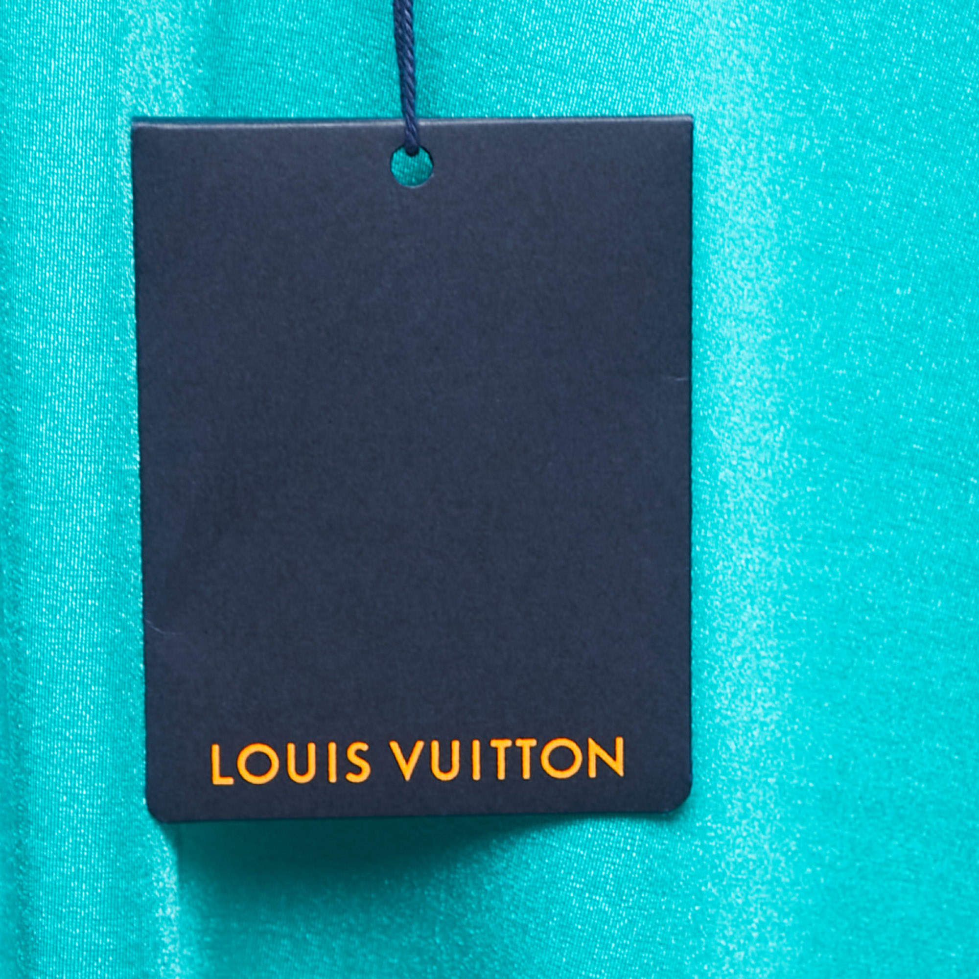 Louis Vuitton Green Logo Printed Knit Crew Neck Half Sleeve T