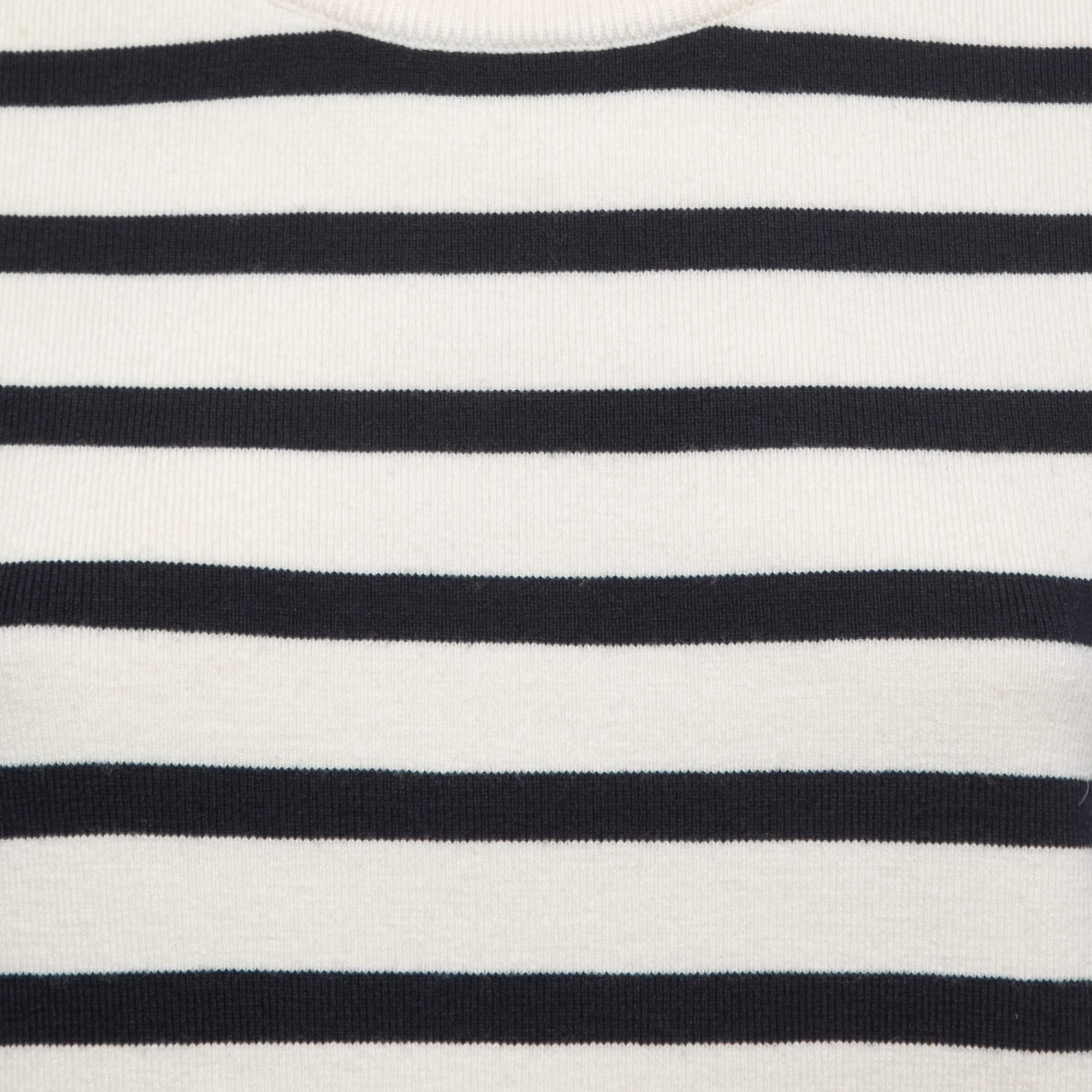 Louis Vuitton Off White Striped Wool Short Sleeve Sweater L Louis