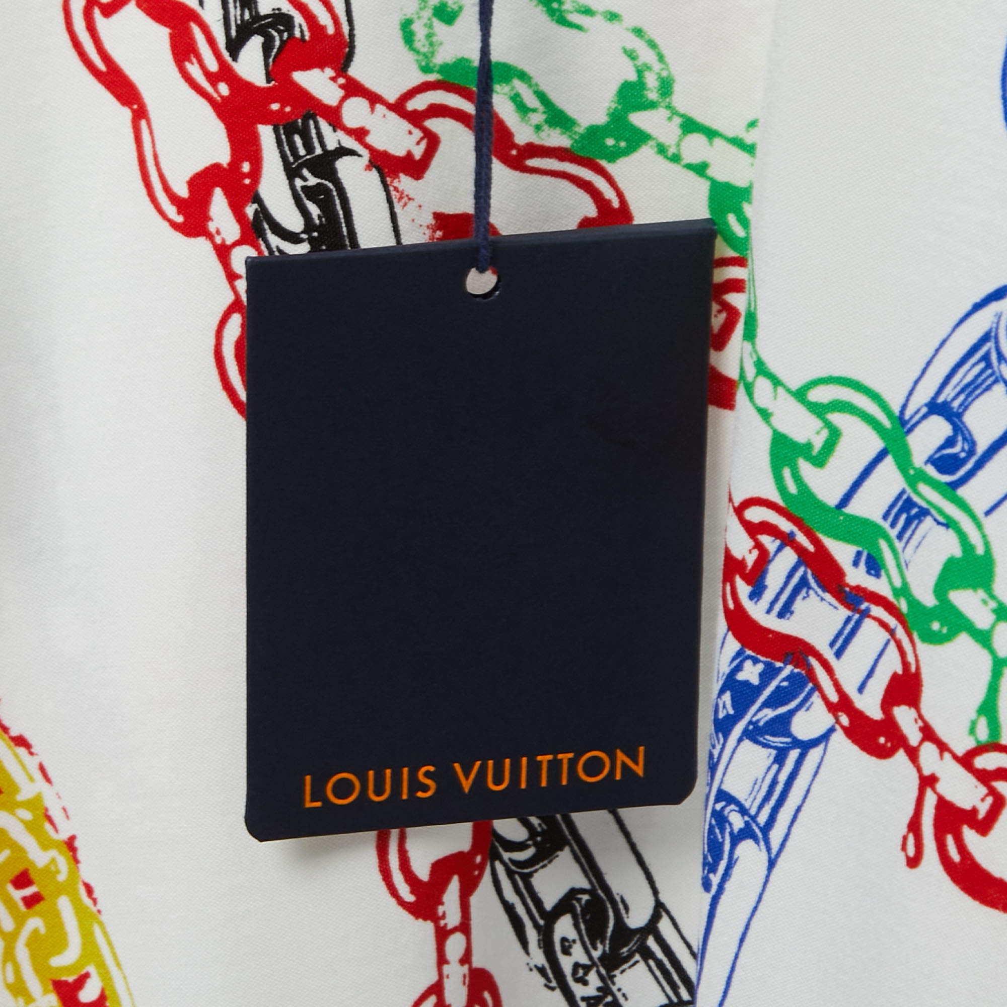 Louis Vuitton White Chain Print Crew Neck Half Sleeve T-Shirt L Louis  Vuitton