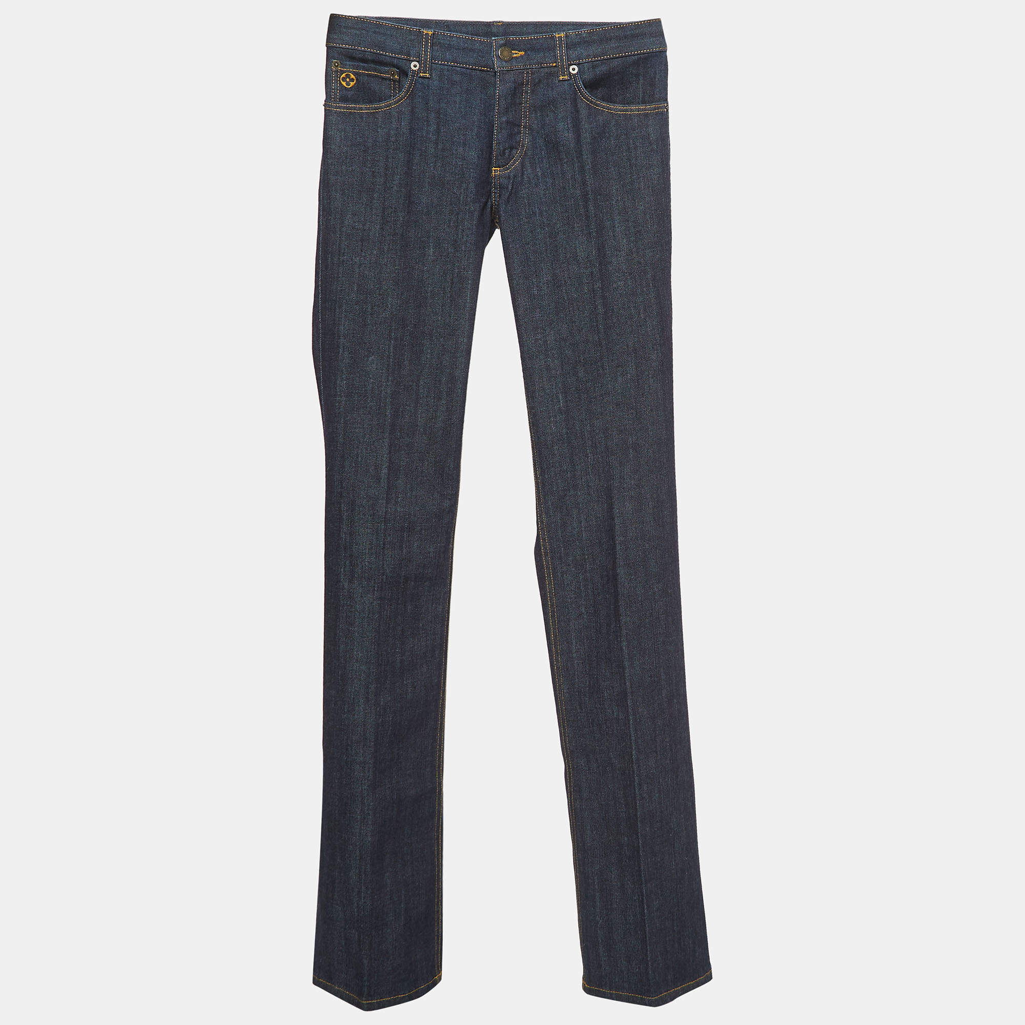 Louis Vuitton Vintage Blue Denim Low-Rise Boot-Leg Jeans S