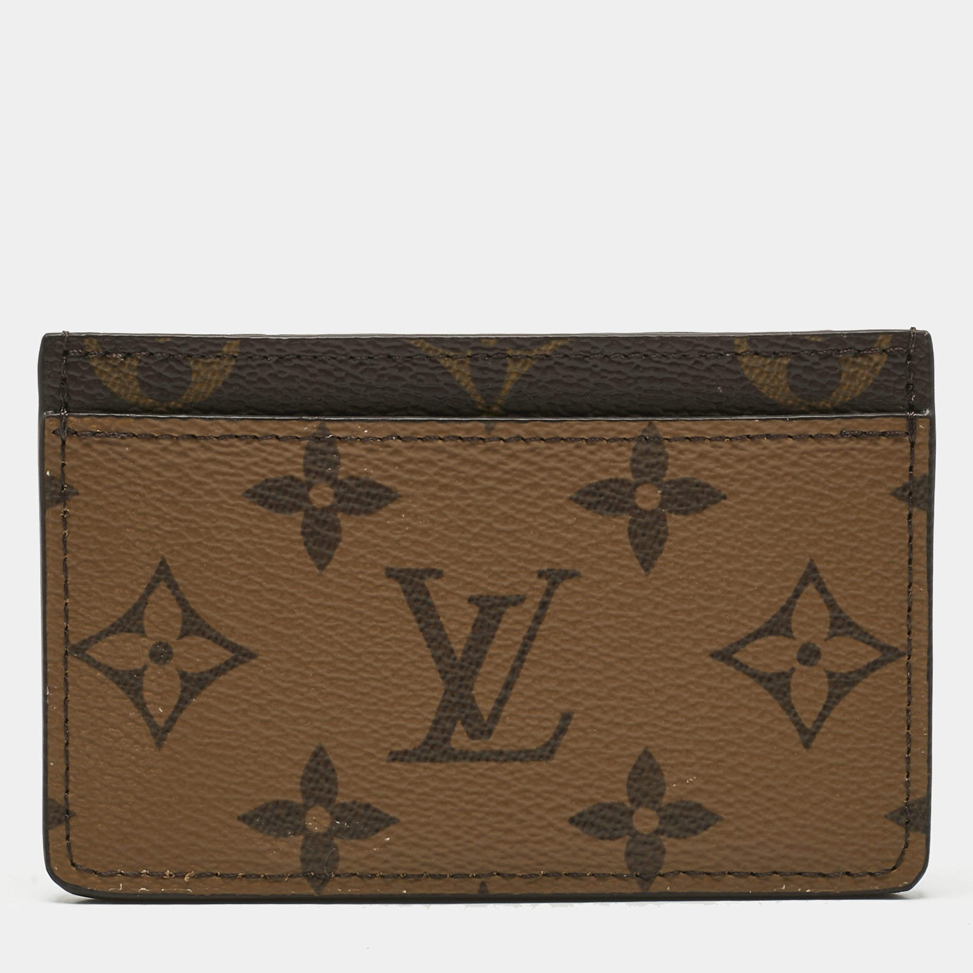 Pre Owned Louis Vuitton Monogram Reverse Canvas Card Holder