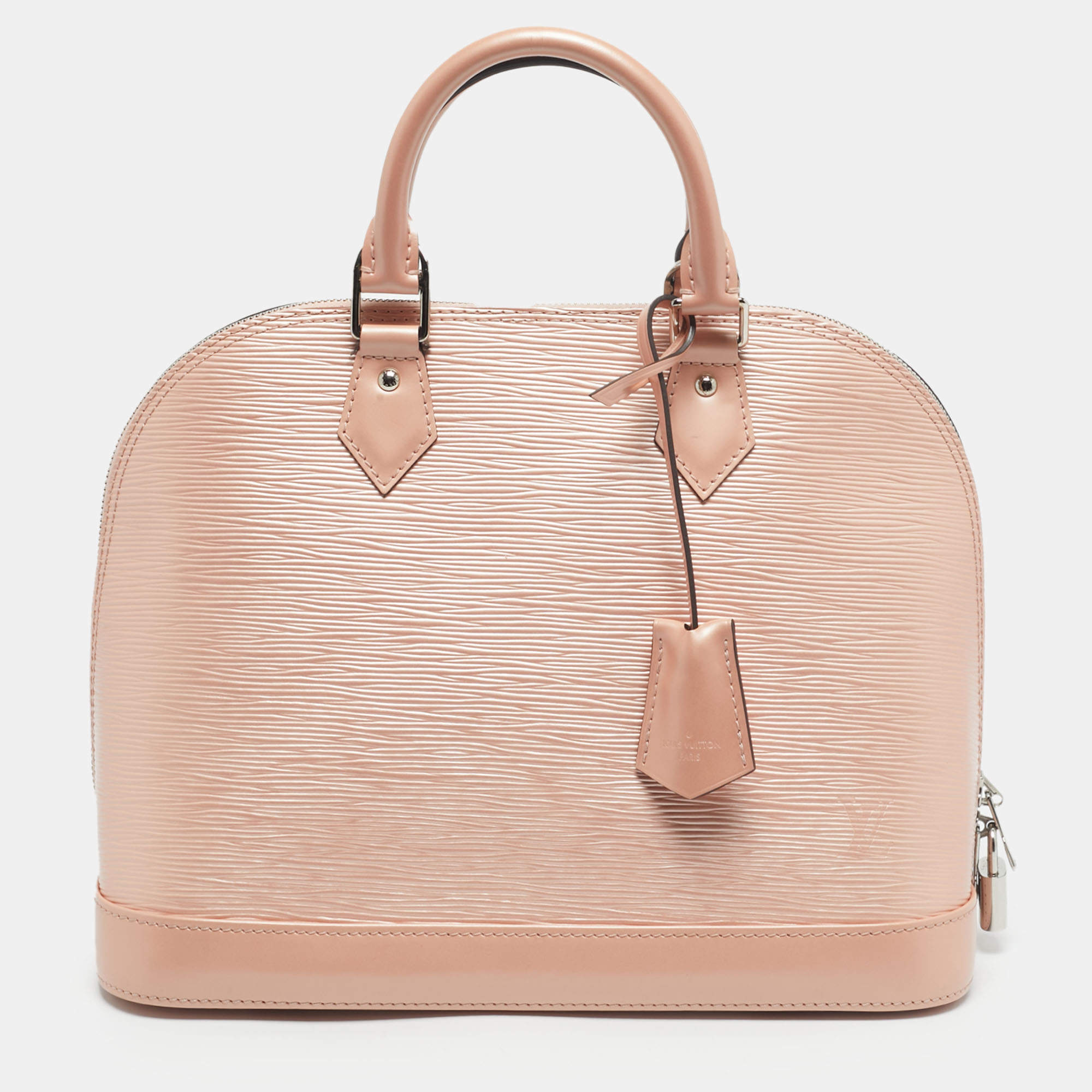 Pre Owned Louis Vuitton Metallic Peach Epi Leather Alma PM Bag