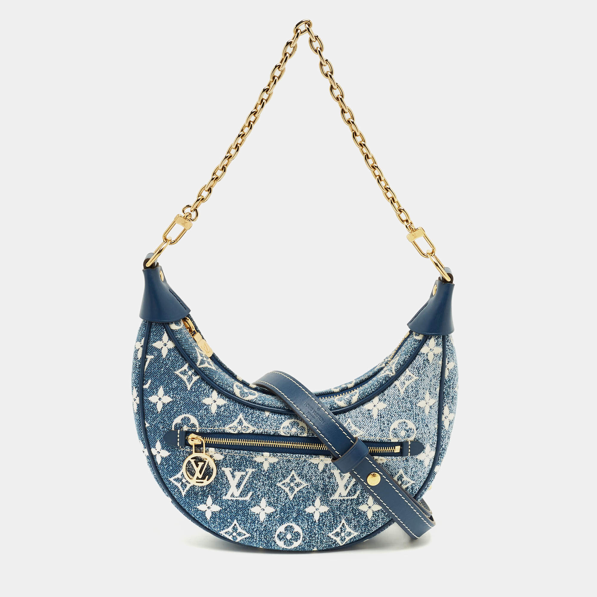Pre Owned Louis Vuitton Bleu Monogram Denim Loop Bag