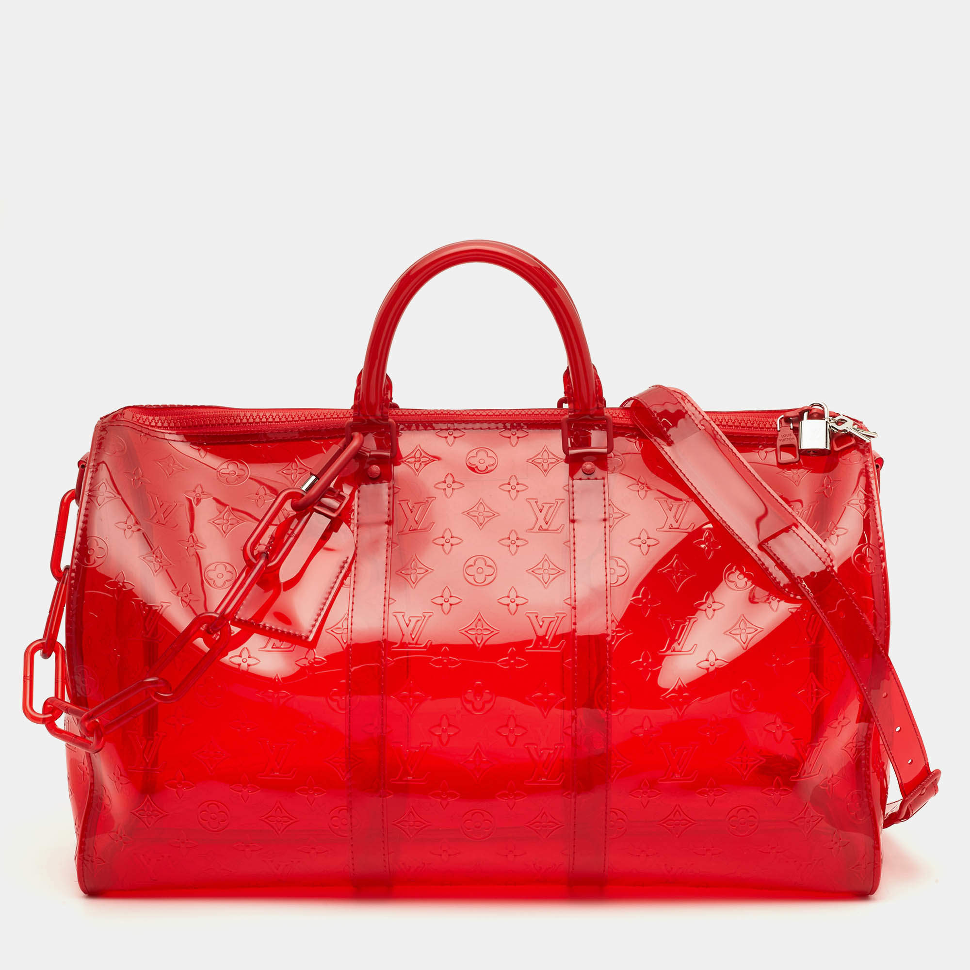 مملوكة مسبقًا Louis Vuitton Keepall Bandouliere 50 Red Monogram PVC Duffel Bag