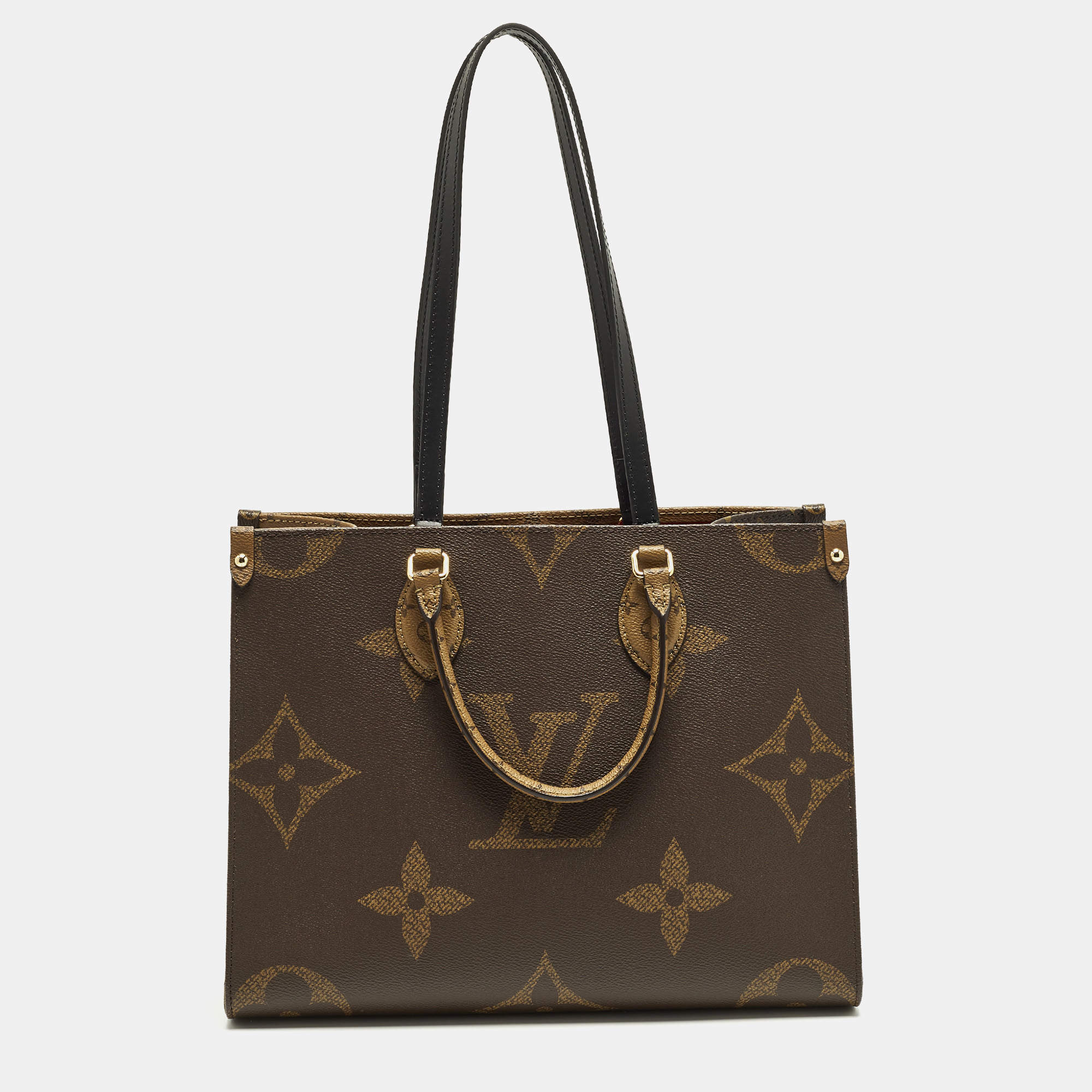Pre Owned Louis Vuitton Onthego MM Monogram Giant Reverse Canvas Tote