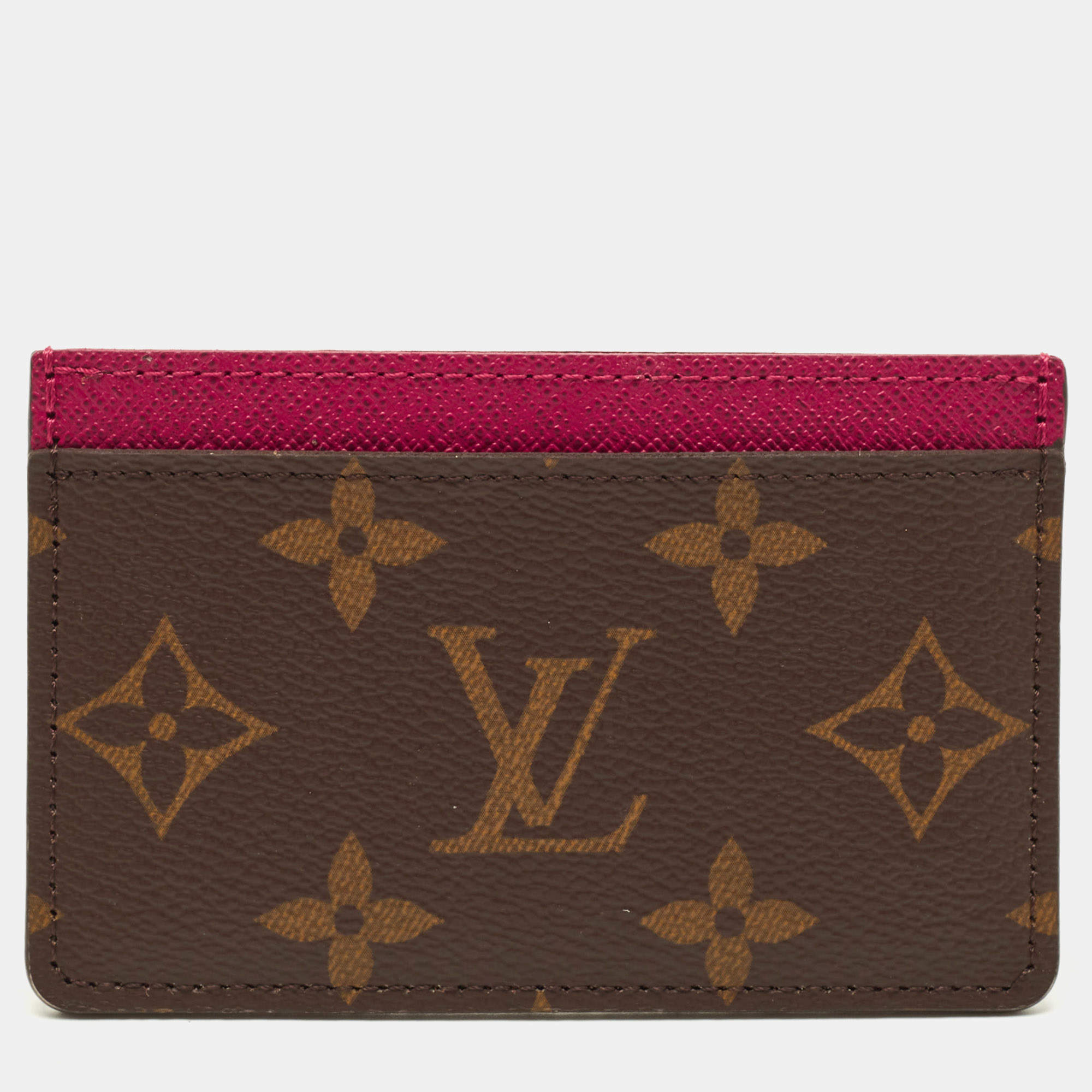 Pre Owned Louis Vuitton Fuchsia Monogram Canvas Card Holder