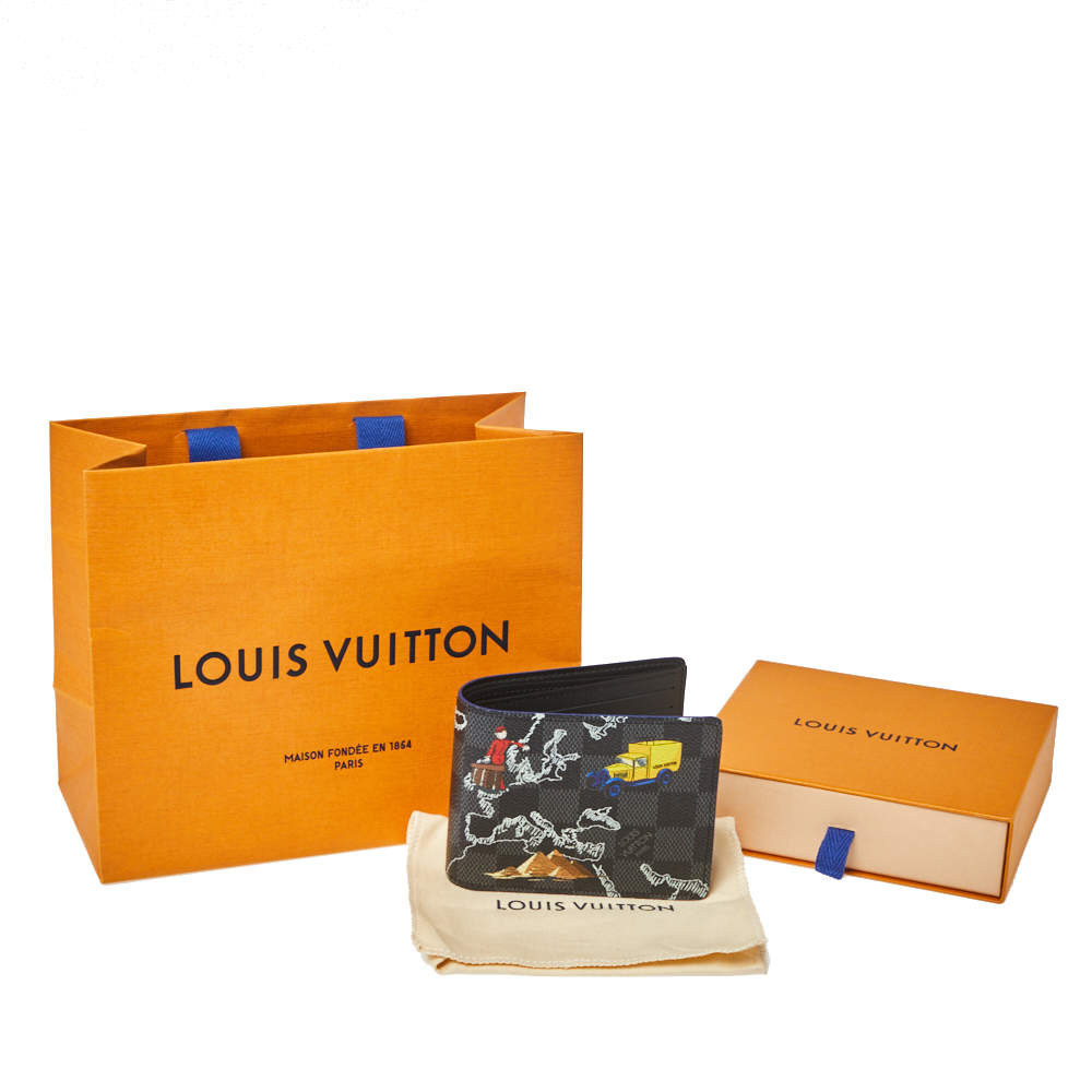 Louis Vuitton Damier Graphite Canvas Map Print Slender Wallet