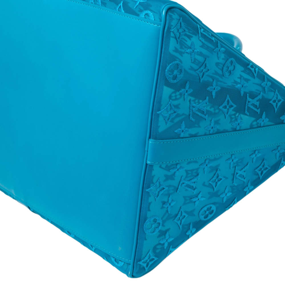Louis Vuitton Blue Monogram Mesh Triangle Keepall Bandoulière 50